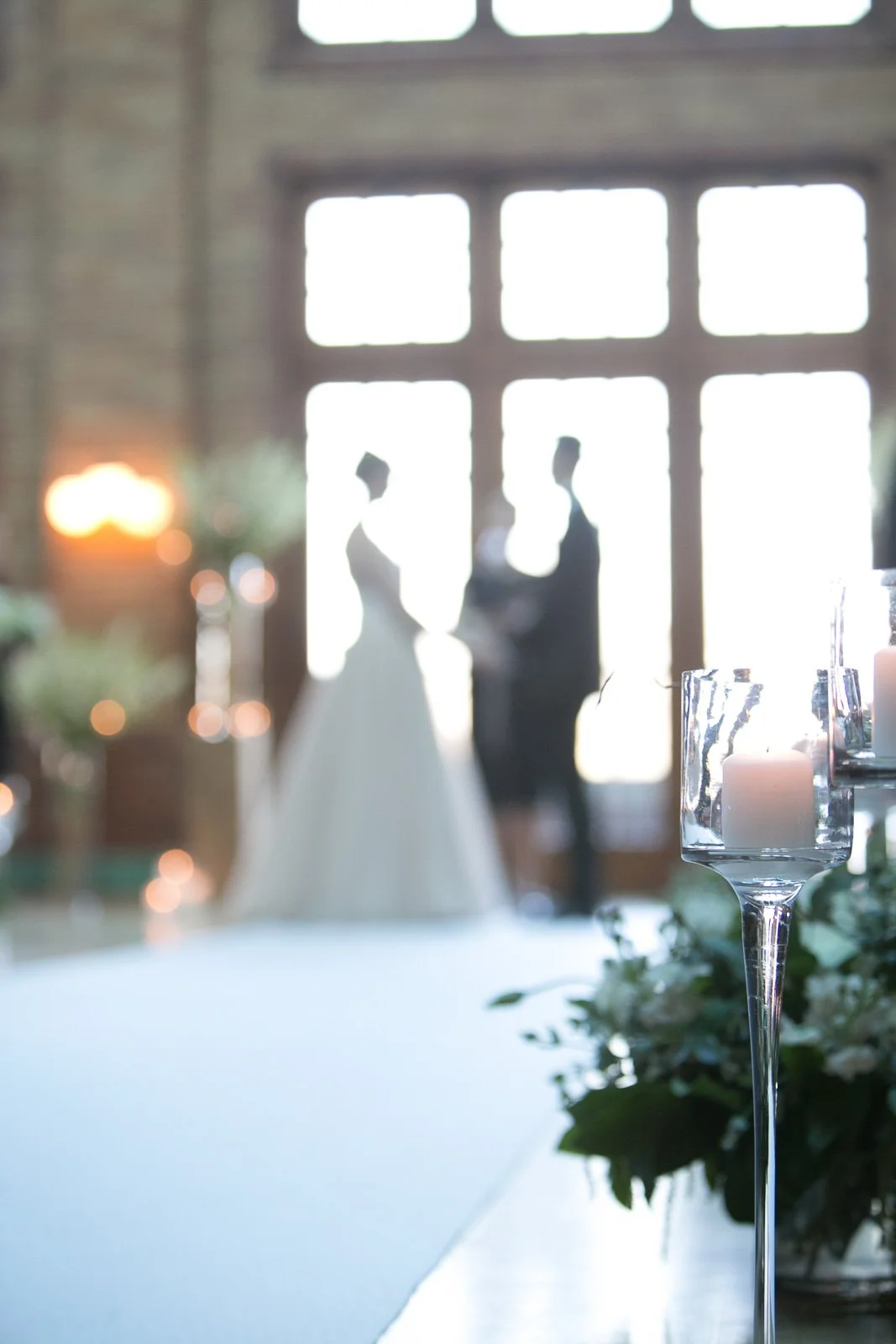 wedding bride and groom ceremony looking down aisle chicago wedding photography