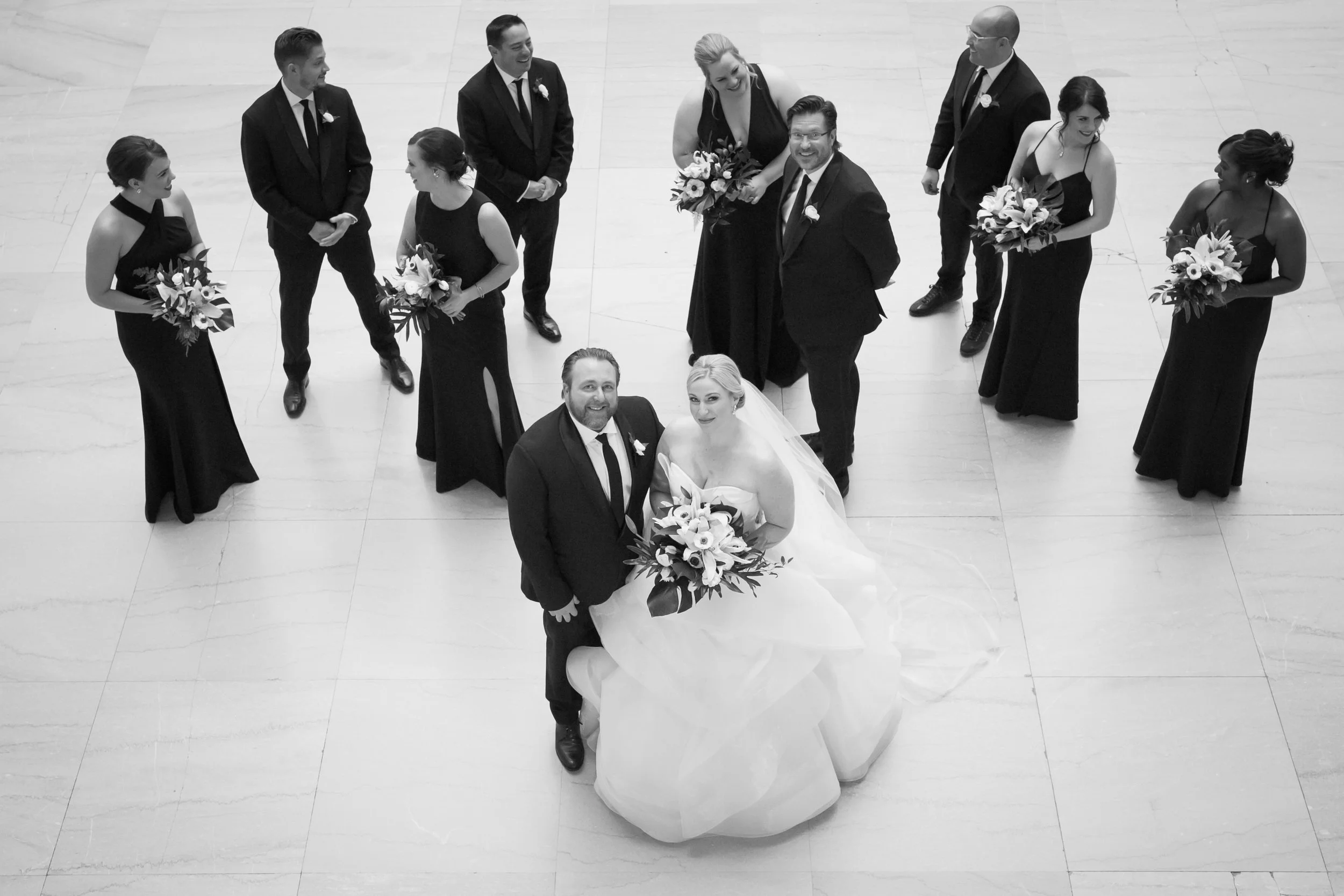 bride with groom Chicago downtown Union Station wedding photography packages