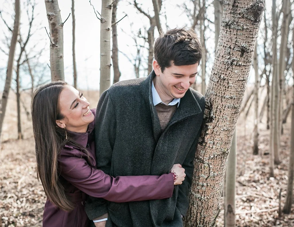 engagement photo shoot in woods chicago wedding videographer near me in chicago