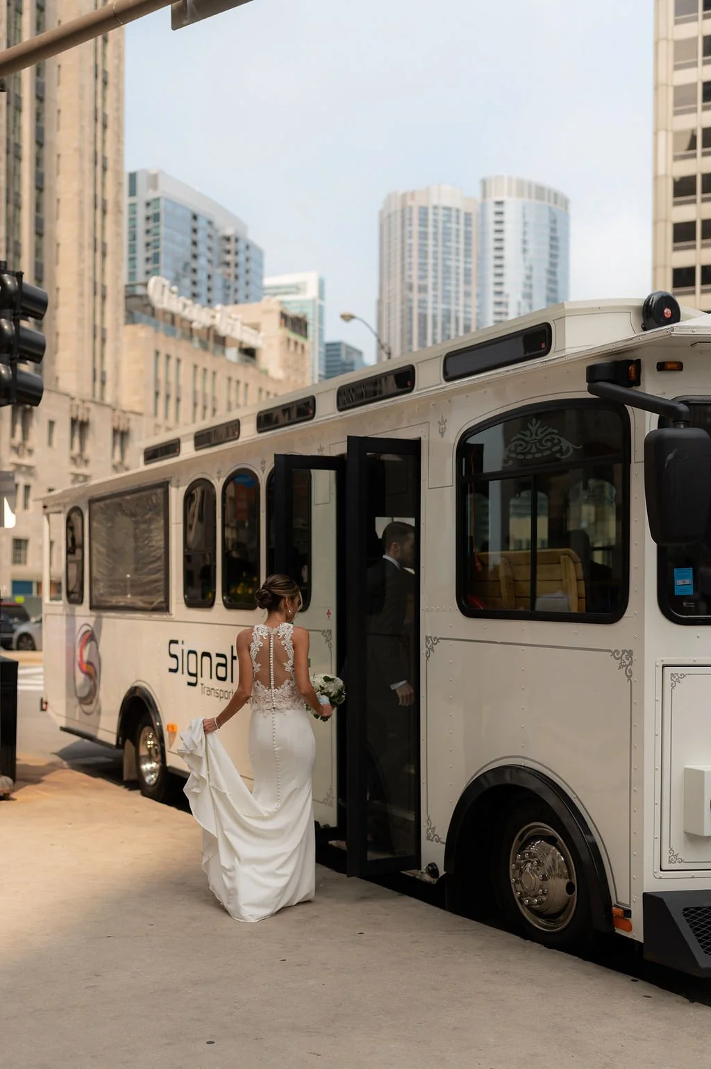 Bride entering Trolley 