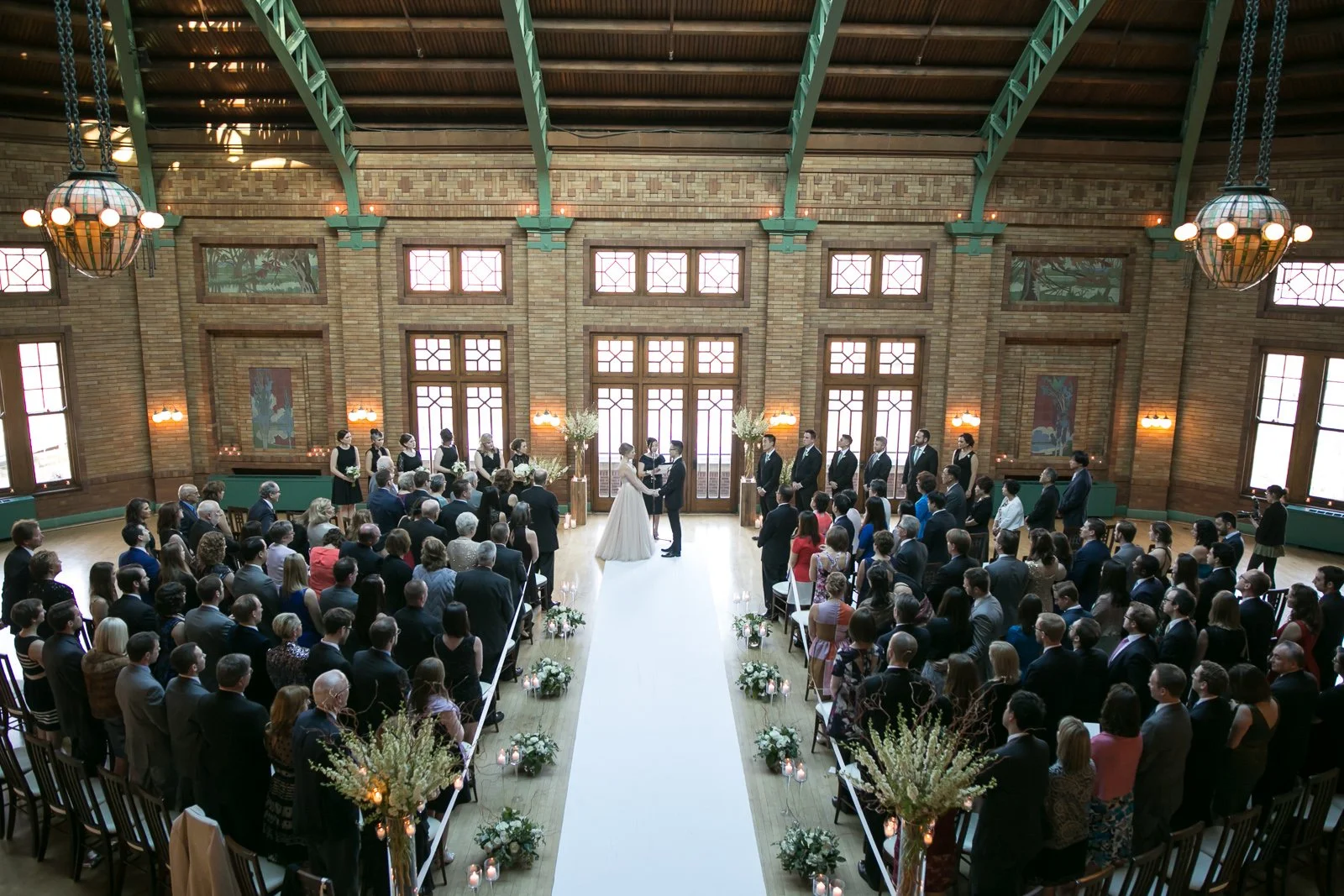 wedding bride and groom ceremony Cafe Brauer Chicago wedding photography