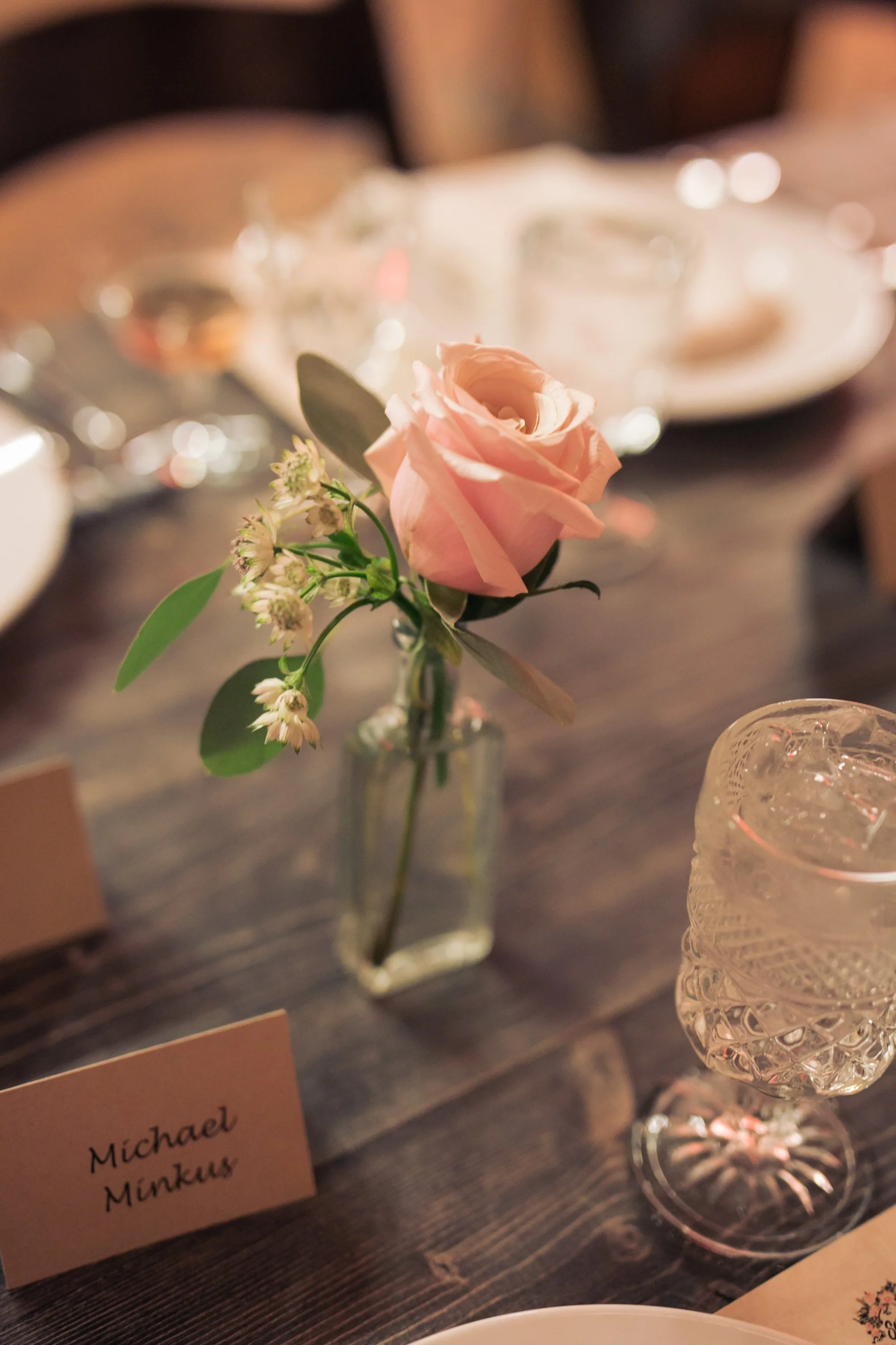 wedding reception table centerpieces with flowers Chicago wedding photography