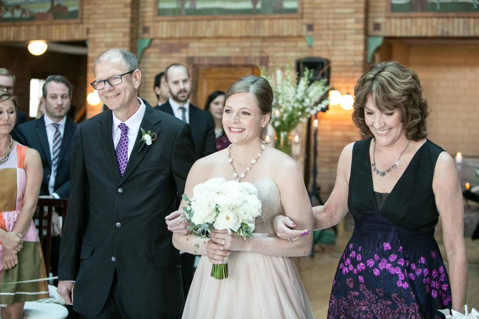 wedding bride walking down aisle with father chicago wedding photography