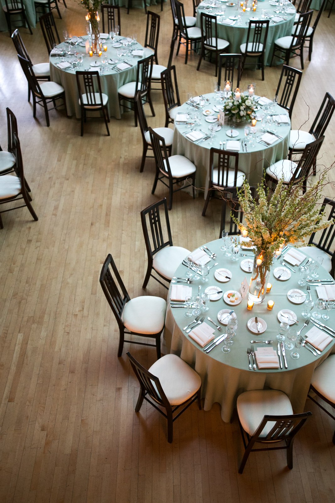 wedding flower centerpiece tables reception Cafe Brauer Chicago wedding photography