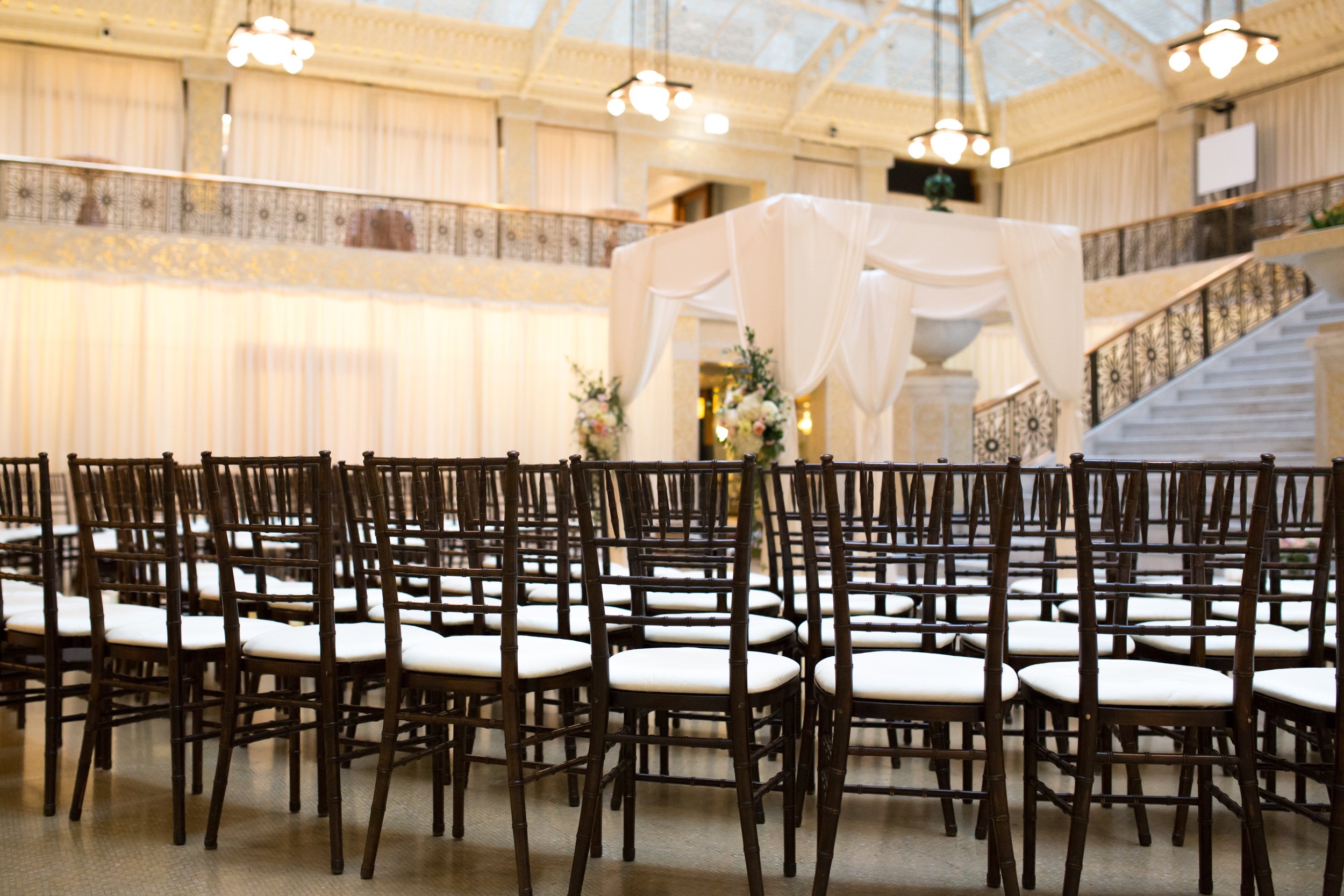 wedding ceremony chairs Rookery Chicago wedding photography near me 