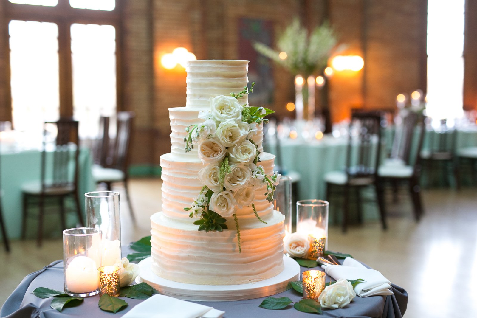 wedding reception cake Cafe Brauer Chicago wedding photography