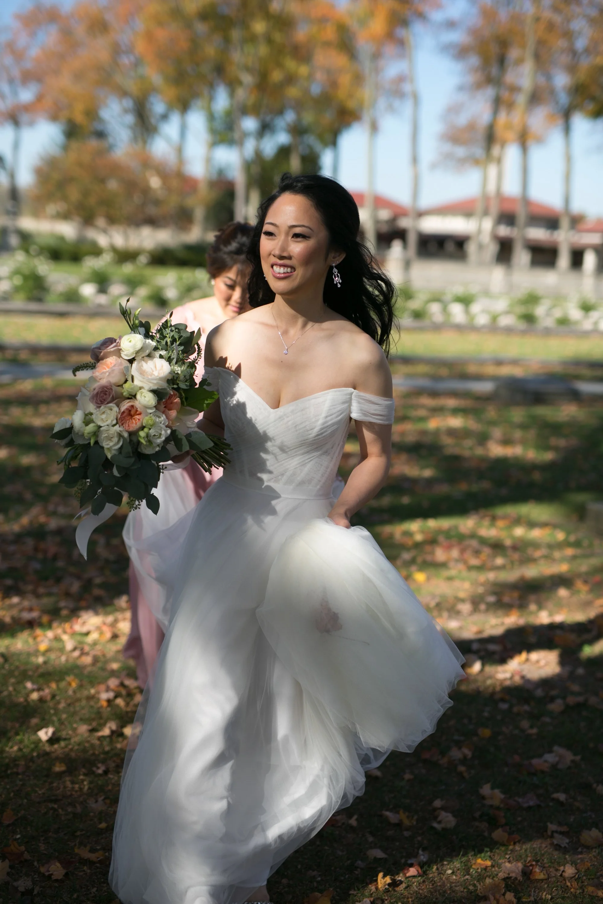 bride walking to meet groom first look wedding photography