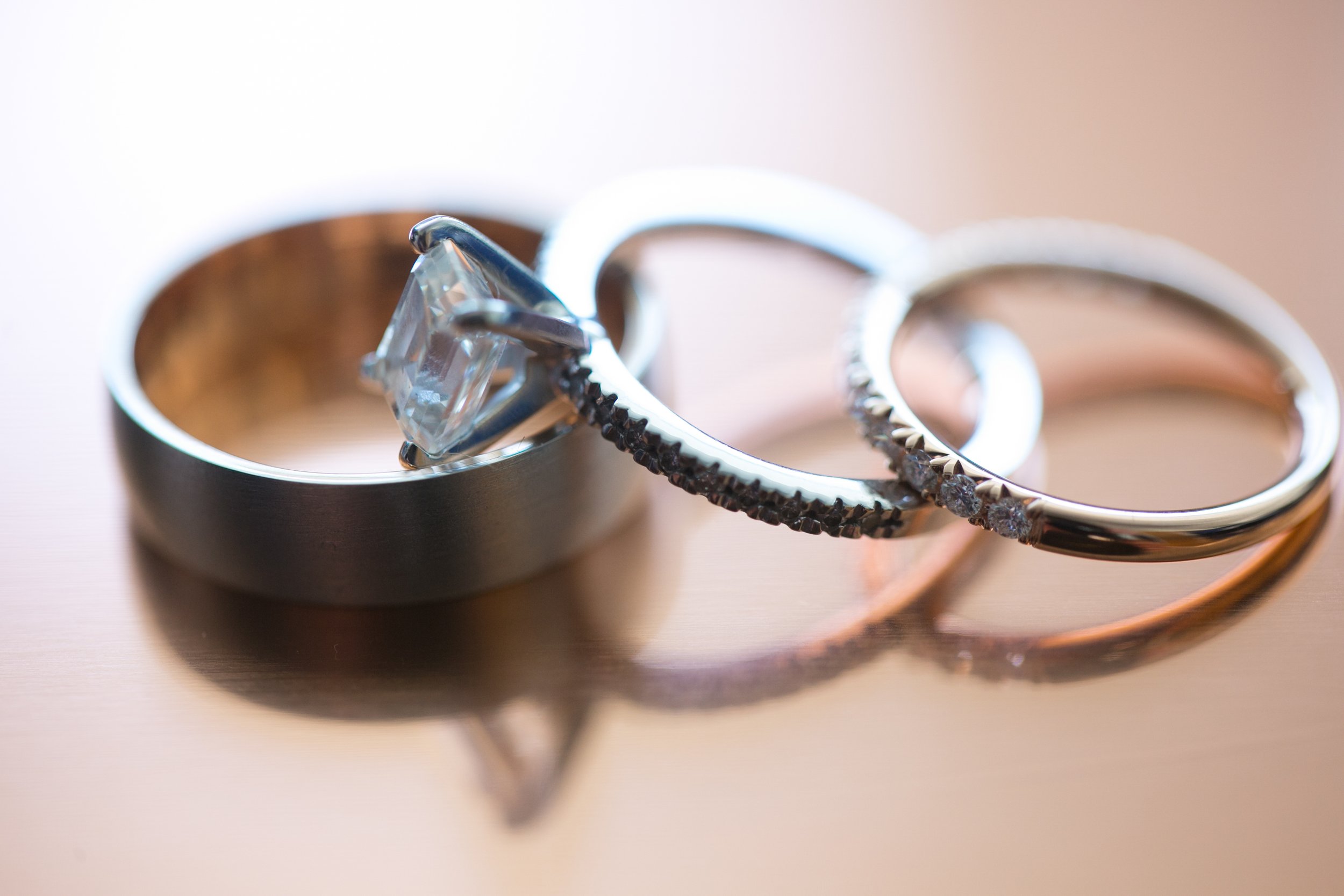 wedding rings diamond engagement ring Chicago wedding photographer near me 