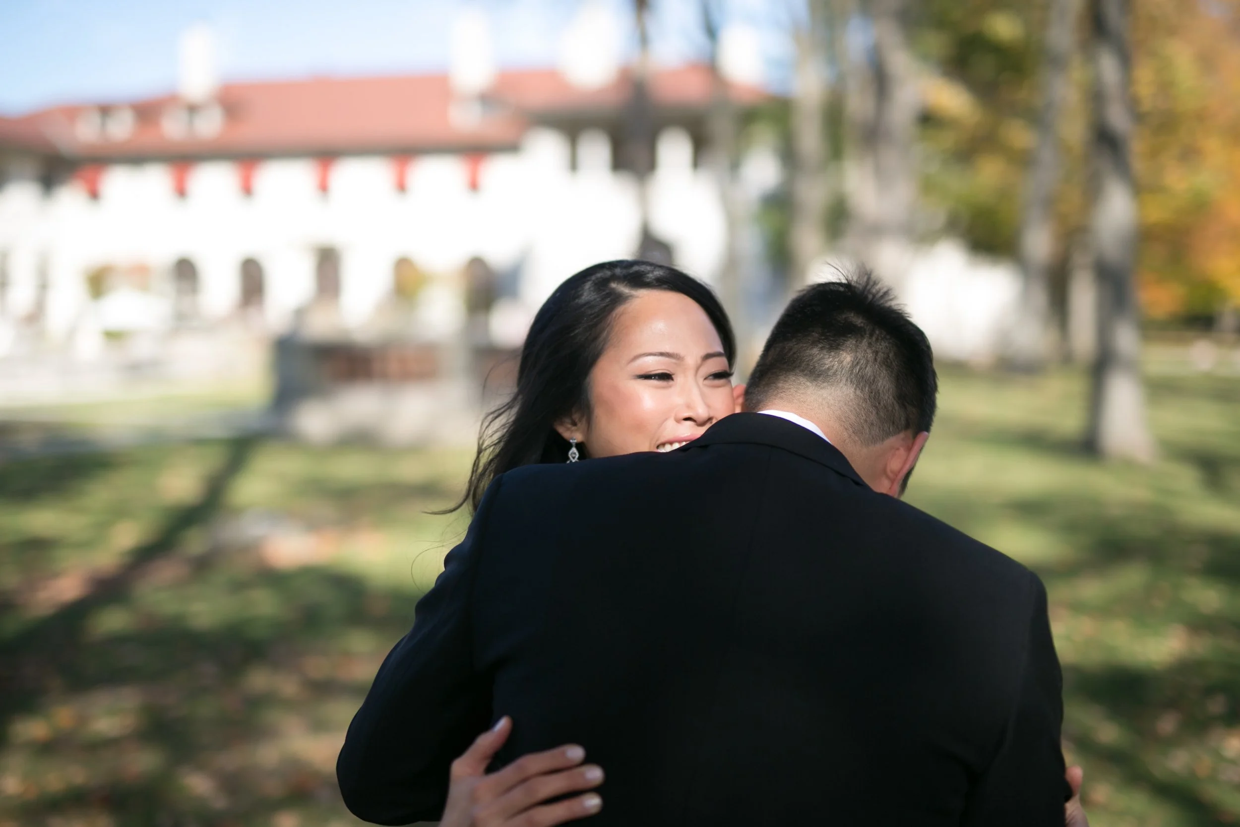 bride meeting groom first look wedding photography