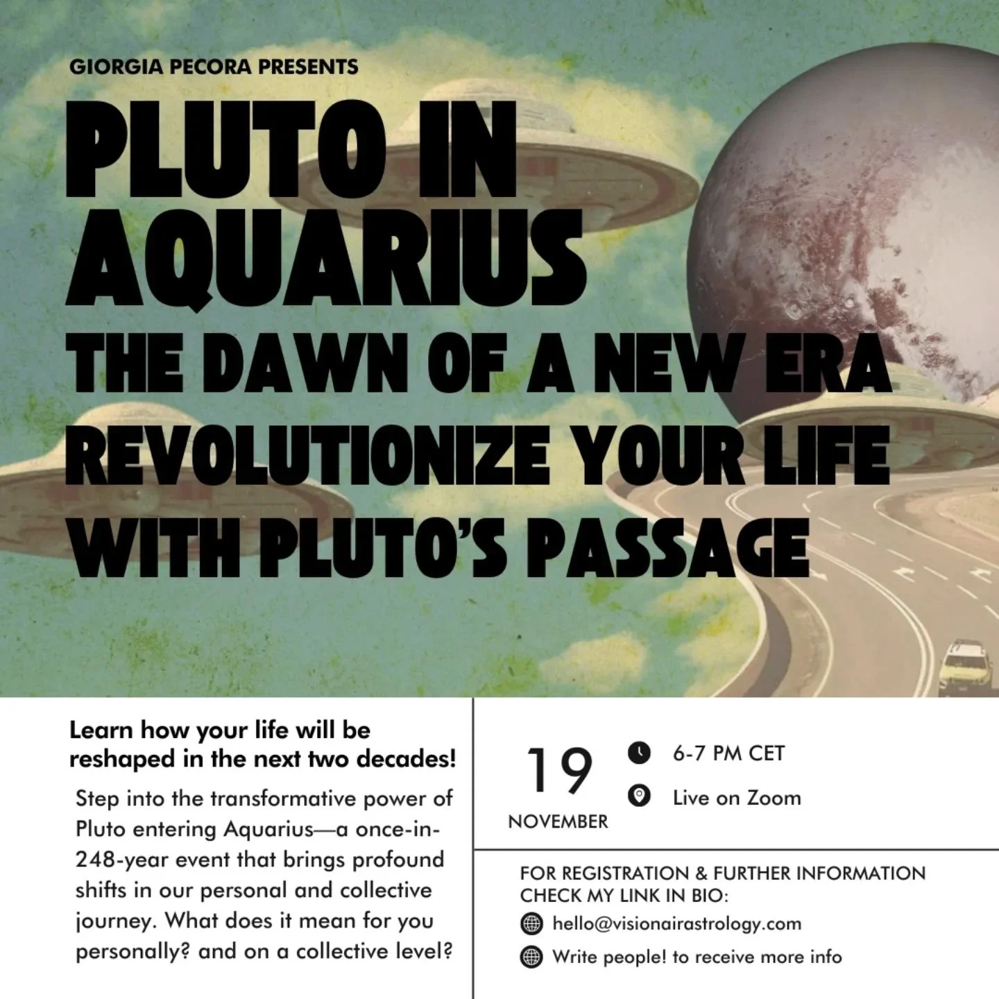 New workshop alert: Pluto Enters Aquarius ♒️

Step into the transformative power of Pluto entering Aquarius&mdash;a once-in-248-year event that brings profound shifts in our personal and collective journey.
In this immersive 60-minute workshop, we&rs