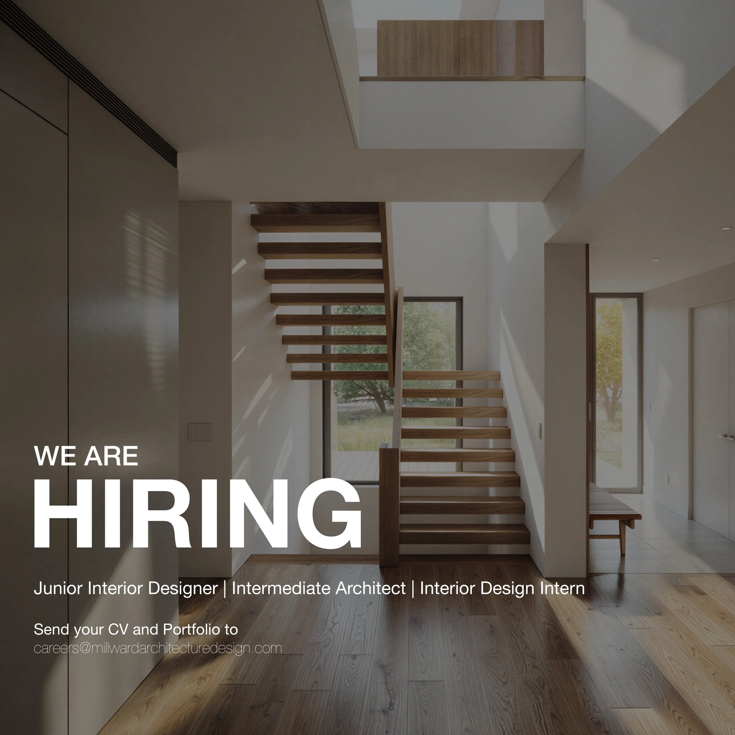 We&rsquo;re hiring!

We&rsquo;re looking for a Junior Interior Designer, Intermediate Architect, and Interior Design Intern to join our team. These are full-time, in-person positions. If you meet the qualifications, we&rsquo;d love to hear from you!
