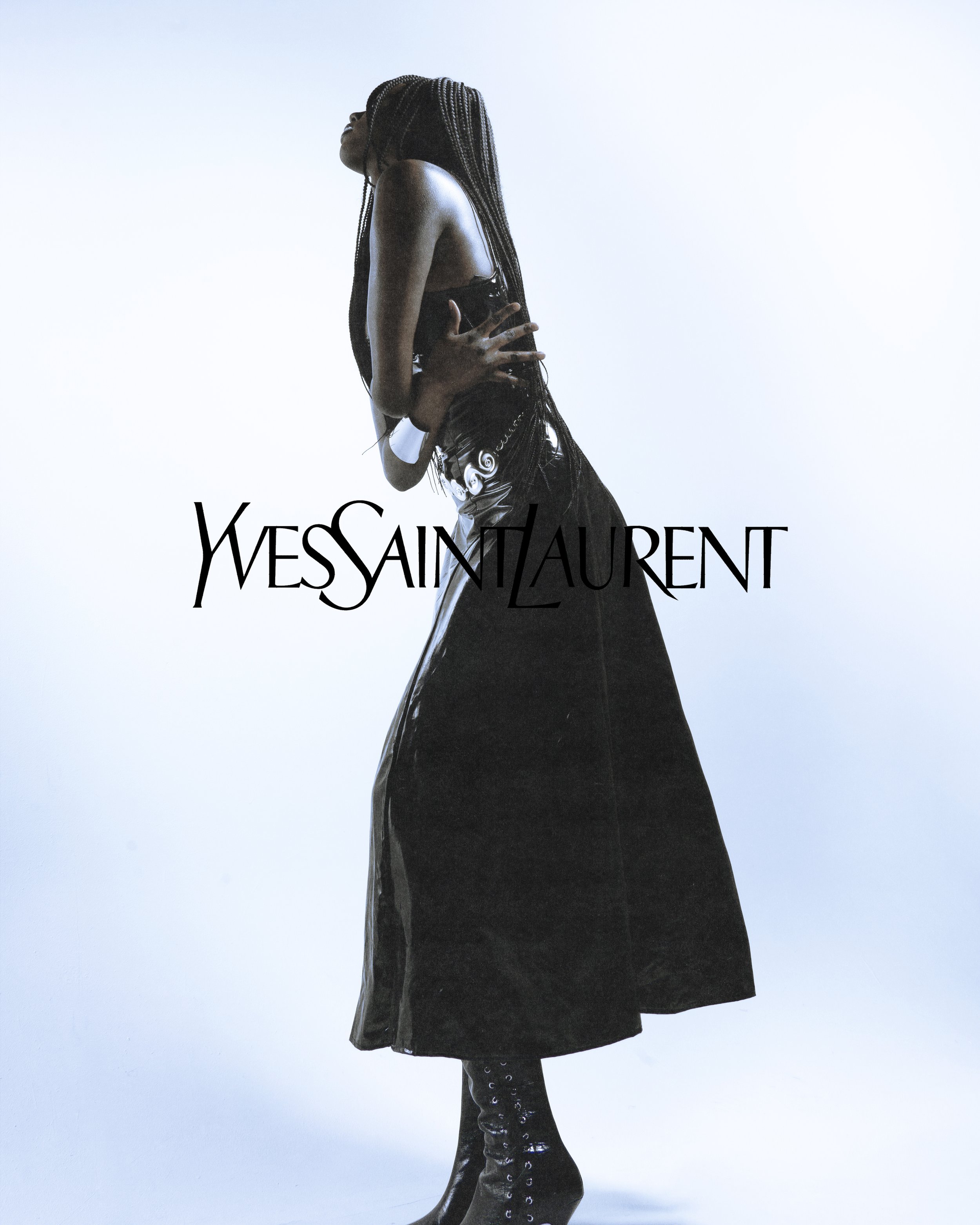 YSL Spec BACKLESS SLIP DRESS IN LAMBSKIN