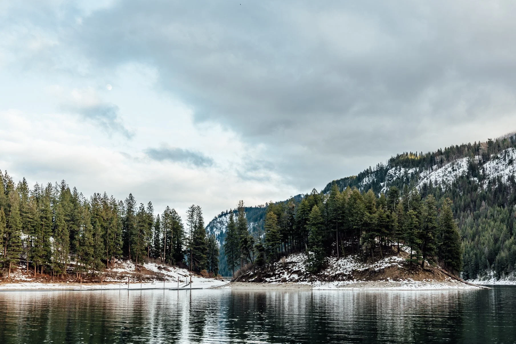 Snowy mountains at Farragut State Park