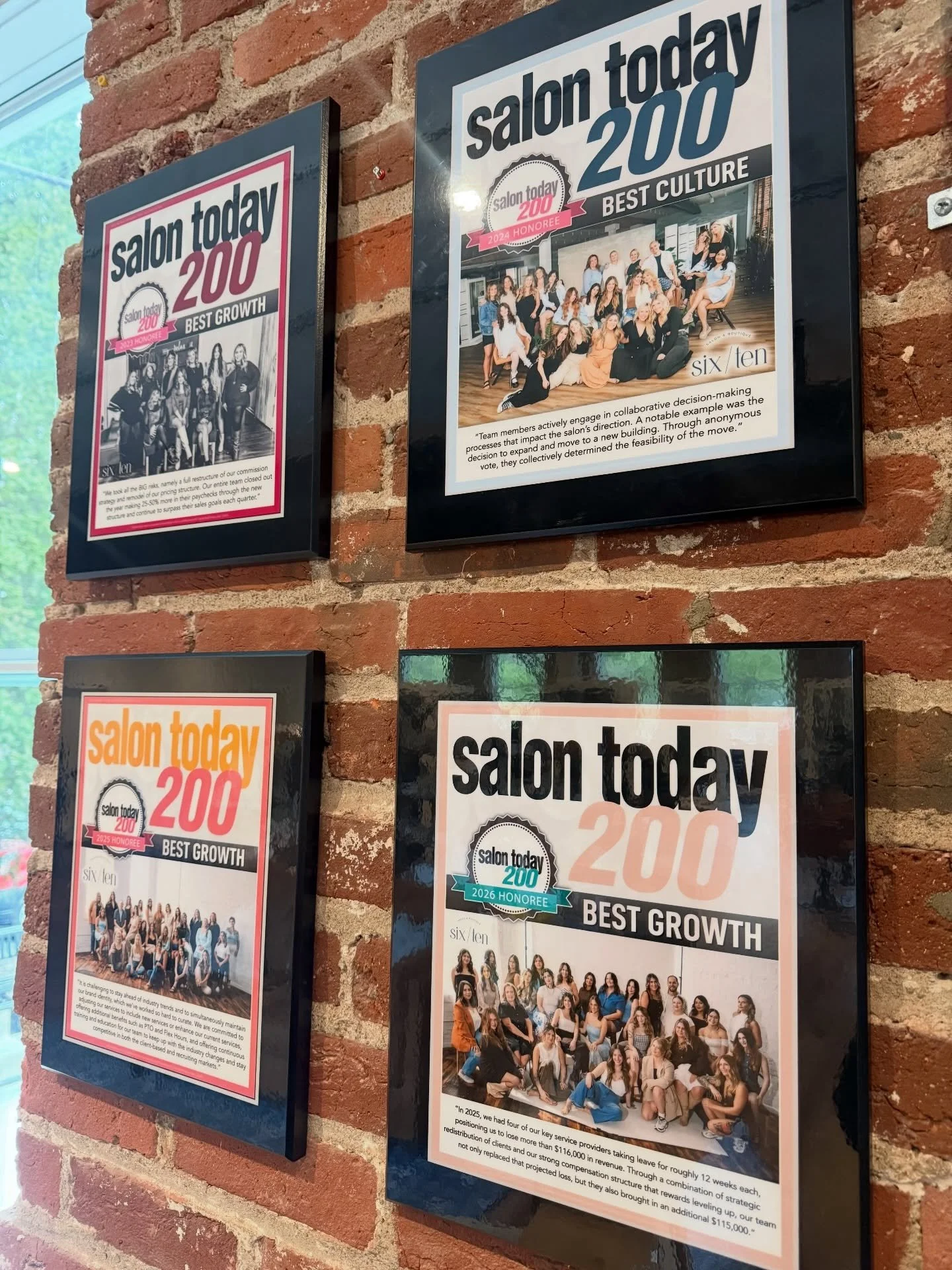 We just added our fourth Salon Today Top 200 plaque to the wall. 🥂

Every year looks different. Every season requires something new.

Proud is an understatement! 

Make sure to scroll all the way to the right to see just how much our team has grown 