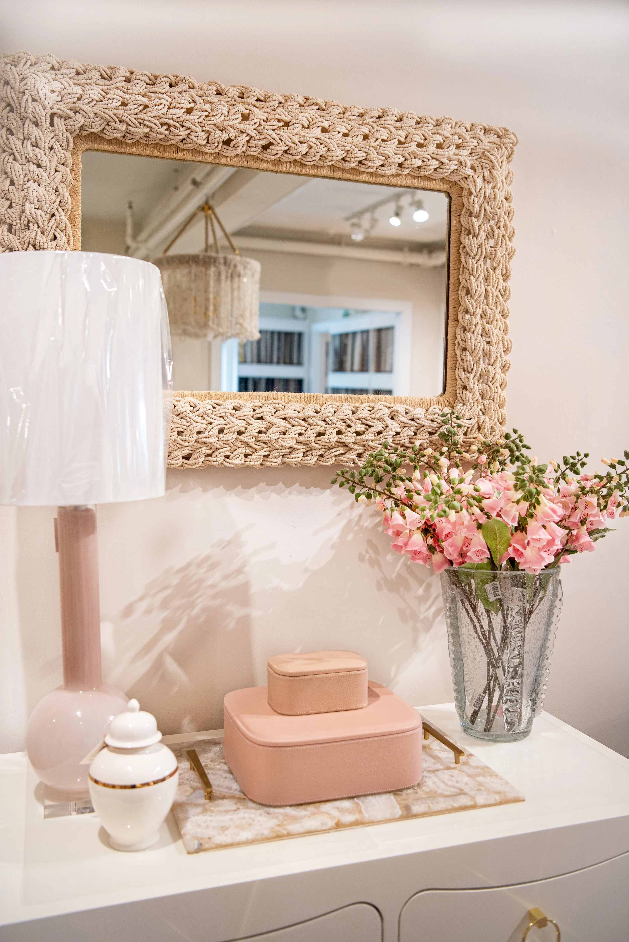 The Chatham Home mirror and lamp detail