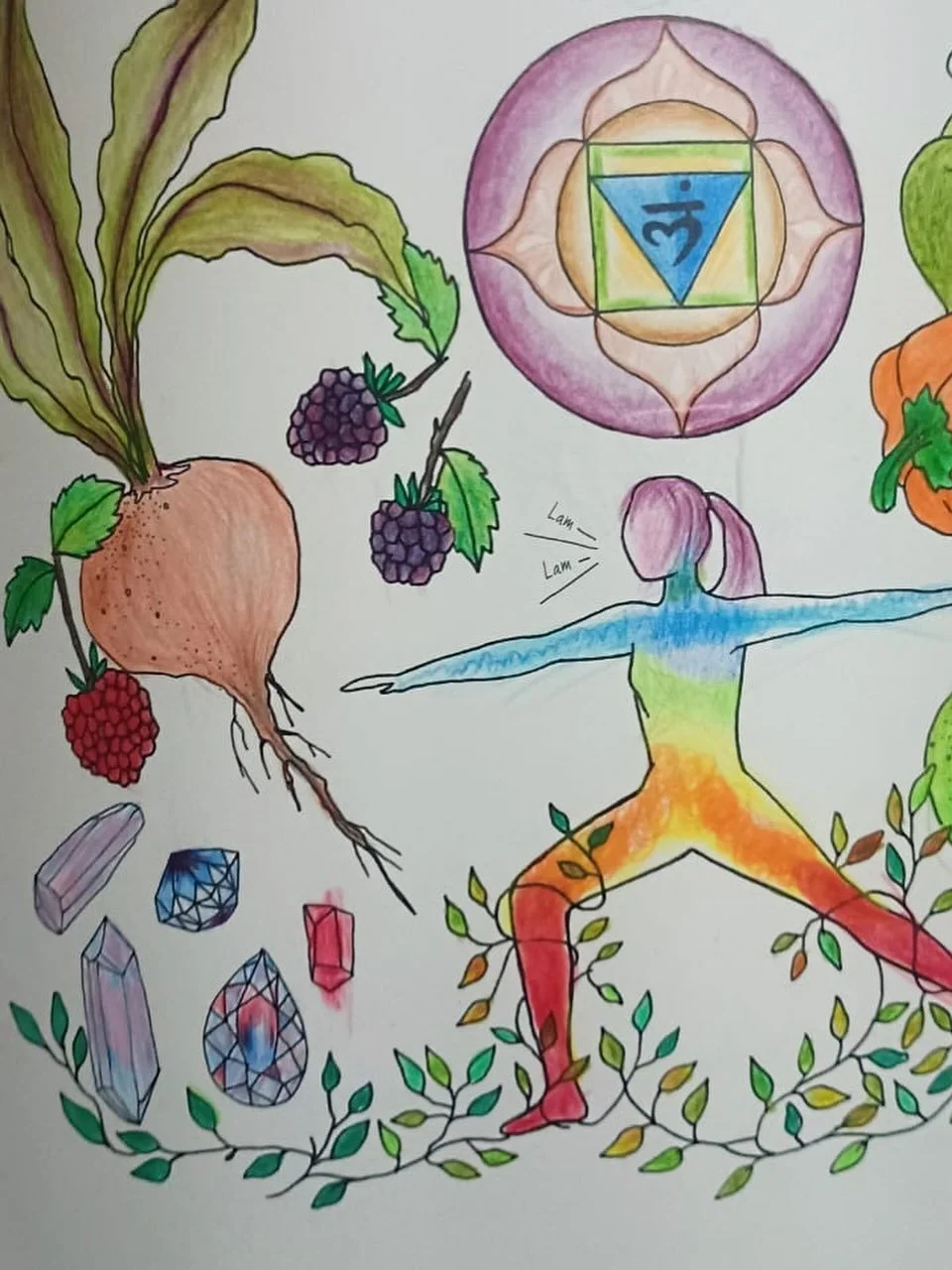 🌈 Let your aura shine in every color, vibrant, wild, and full of life. Eat the rainbow, feel the rainbow, ground your energy and spark that magic in yourself and your kids! 🌈🌟 

A big thank you for the amazing drawing from a page in our book from 