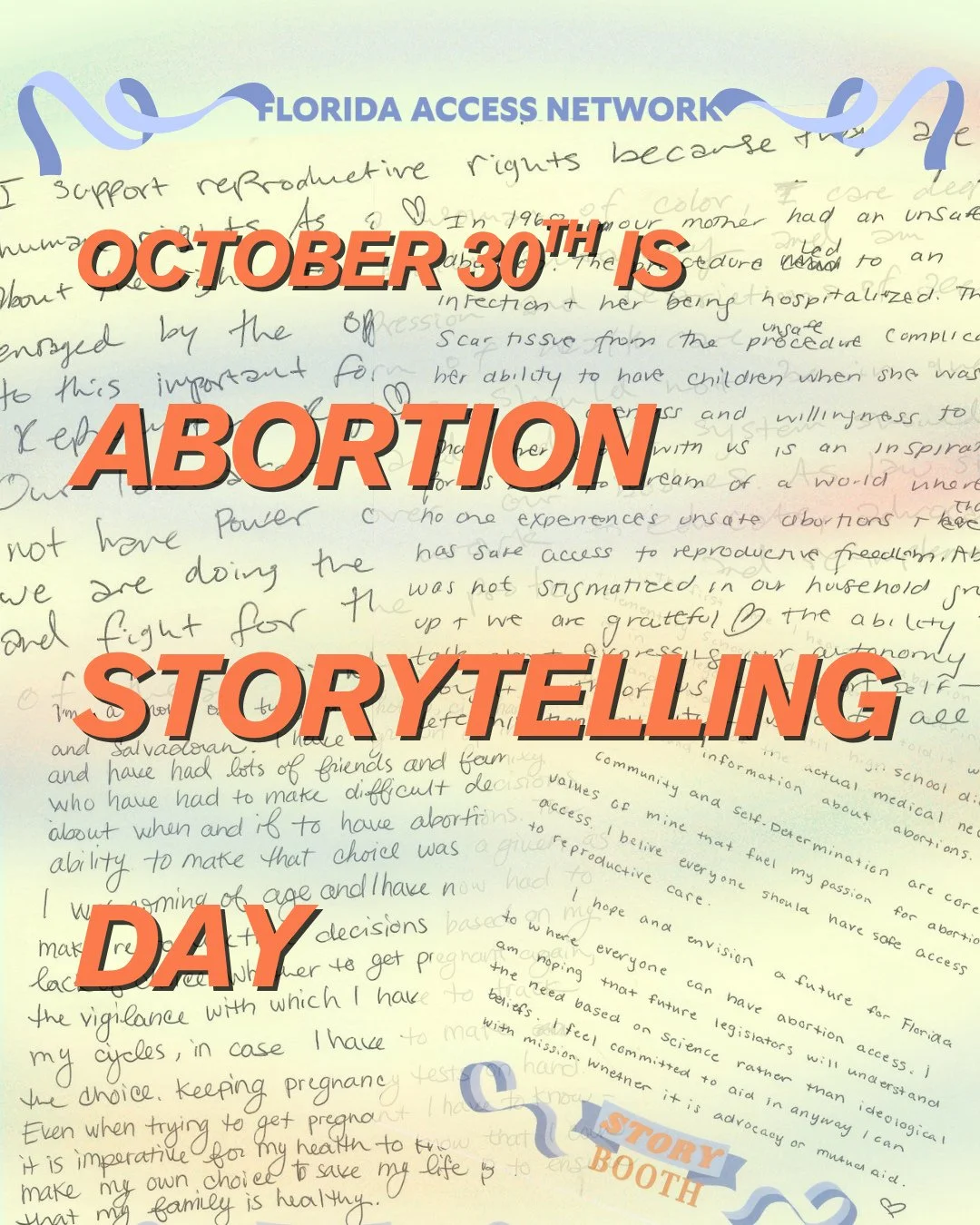 October 30th is Abortion Storytelling Day! We're highlighting a story of a pre-Roe abortion from our community storytelling booth. CW/TW: UNSAFE ABORTION⁠
⁠
&ldquo;In 1968, our mother had an unsafe abortion. The unsafe procedure led to an infection a