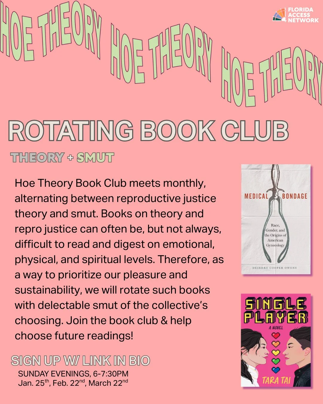 🚨ANNOUCEMENT🚨 FAN has a new radical, pro-hoe book club, balancing critical RJ theory with delectable smut! Hoe Theory Book Club will have its first meeting in January to discuss the first two chapters of Medical Bondage by Deirdre Cooper Owens! Coo