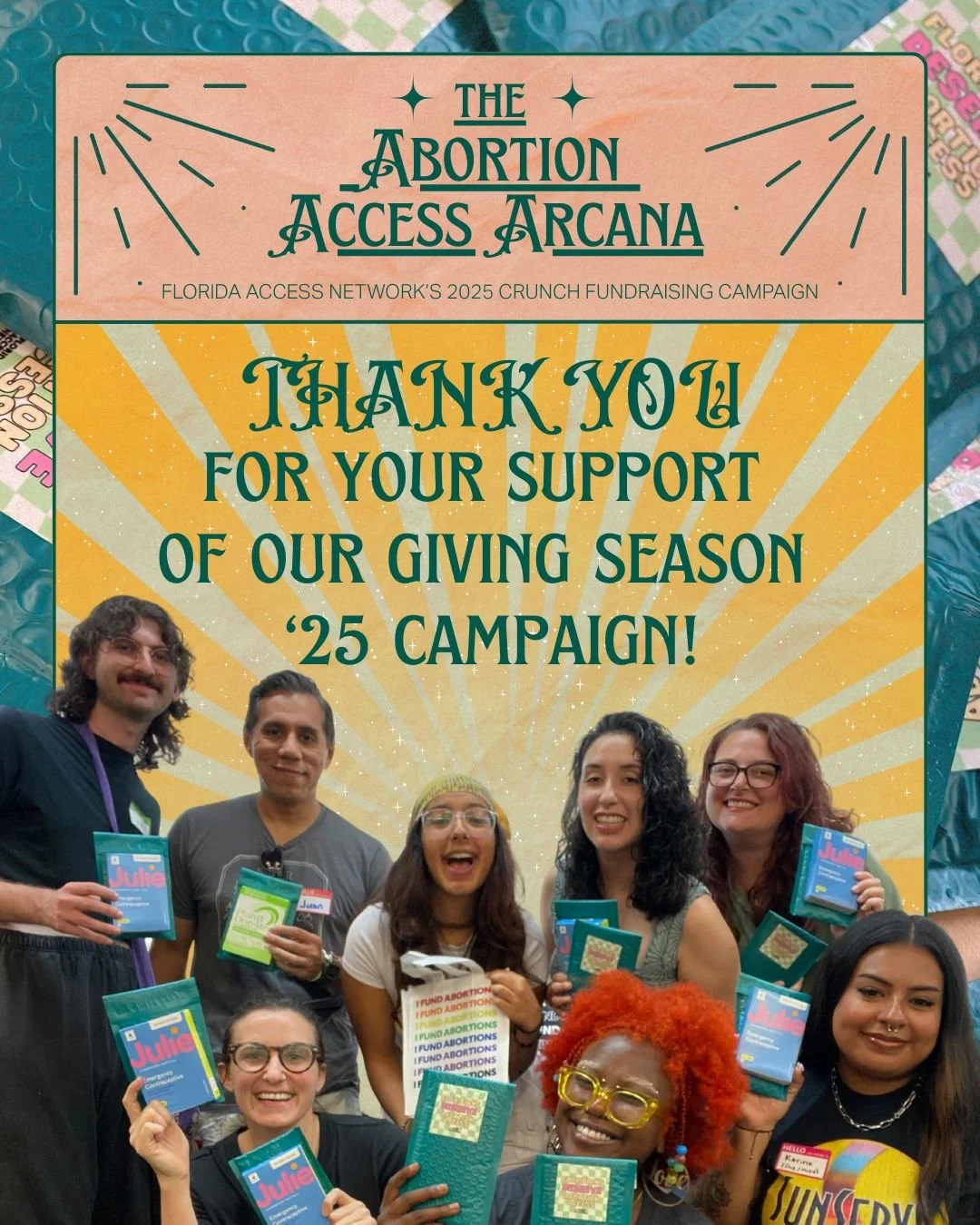 THANK YOU for supporting our 2025 Abortion Access Arcana fundraising campaign! We raised over $6500 through 99 individual donors 💓 With contributions ranging from $5 to $500, every day folks donated valuable dollars towards ensuring abortion access 