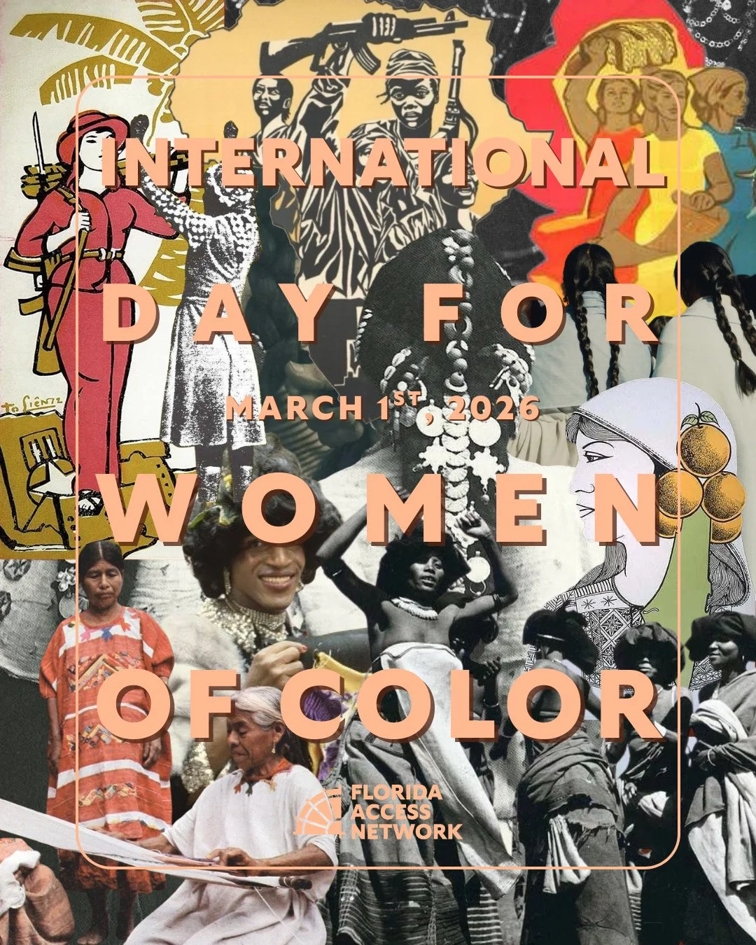 March 1st is the International Day for Women of Color 🌍️🌎️🌏️⁠
⁠
This collage features photographs, revolutionary artwork, and cultural representation in honor of all the women of color of the diasporas and the Global South ❤️&zwj;🔥 FAN is forever