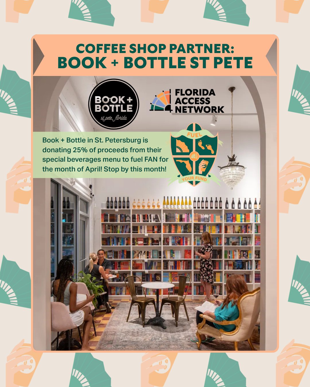 Refresh your palate and your support for abortion access when you order from @book_and_bottle 's specialty beverages menu this April! Book + Bottle in St. Petersburg is donating 25% of proceeds from their special beverages menu to fuel FAN for the wh