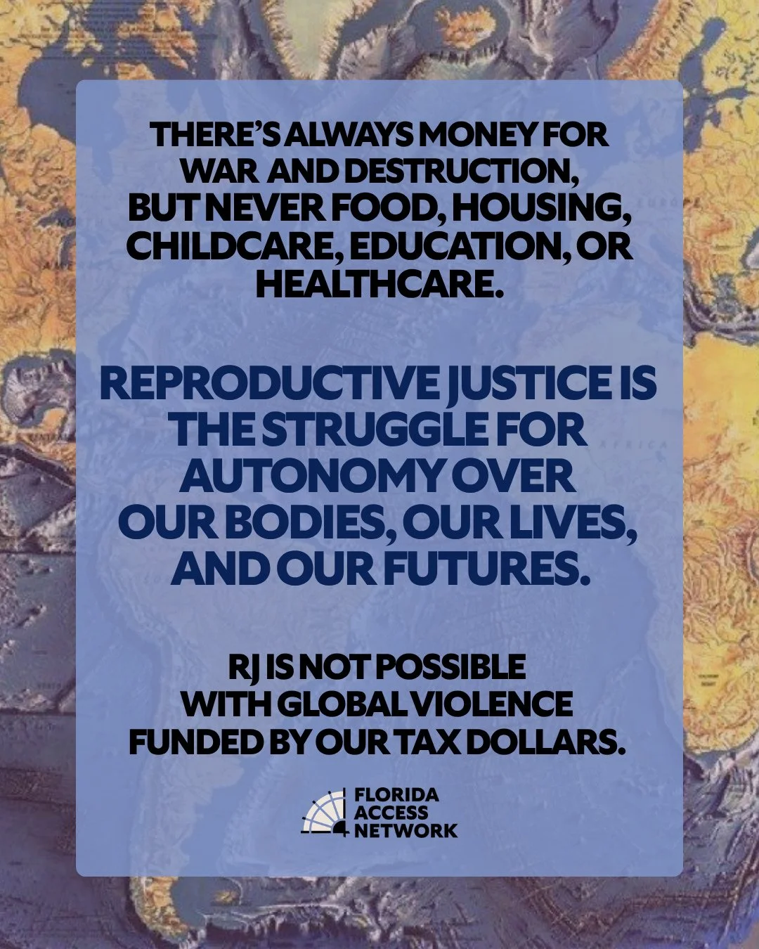 There's always money for war and destruction, but never food, housing, childcare, education, or healthcare. In a time when billionaires and tech companies are making Florida their home base and profiting from death and war, we must make it known that