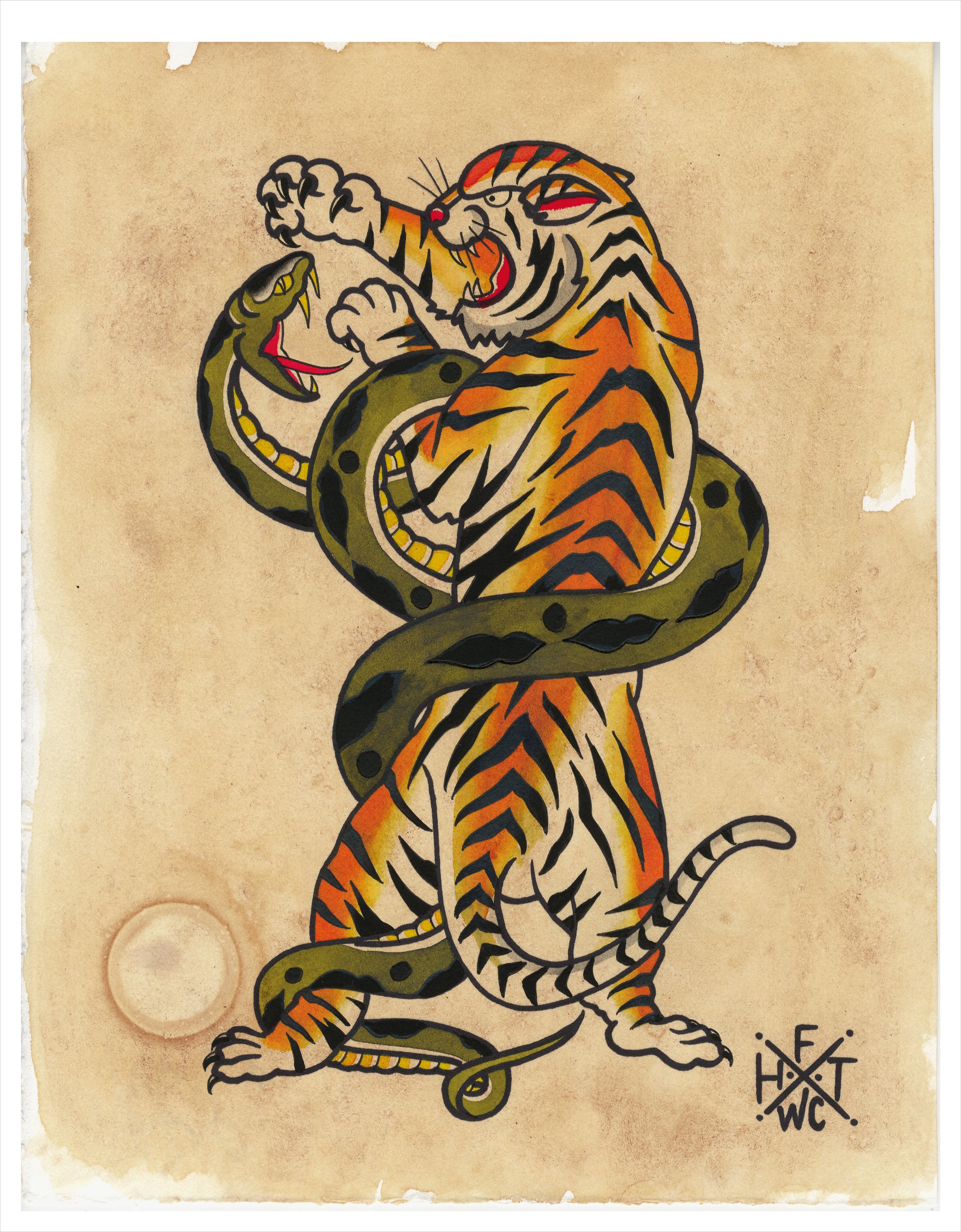 snake and tiger fighting, tattoo illustration design Stock Vector Image &  Art - Alamy