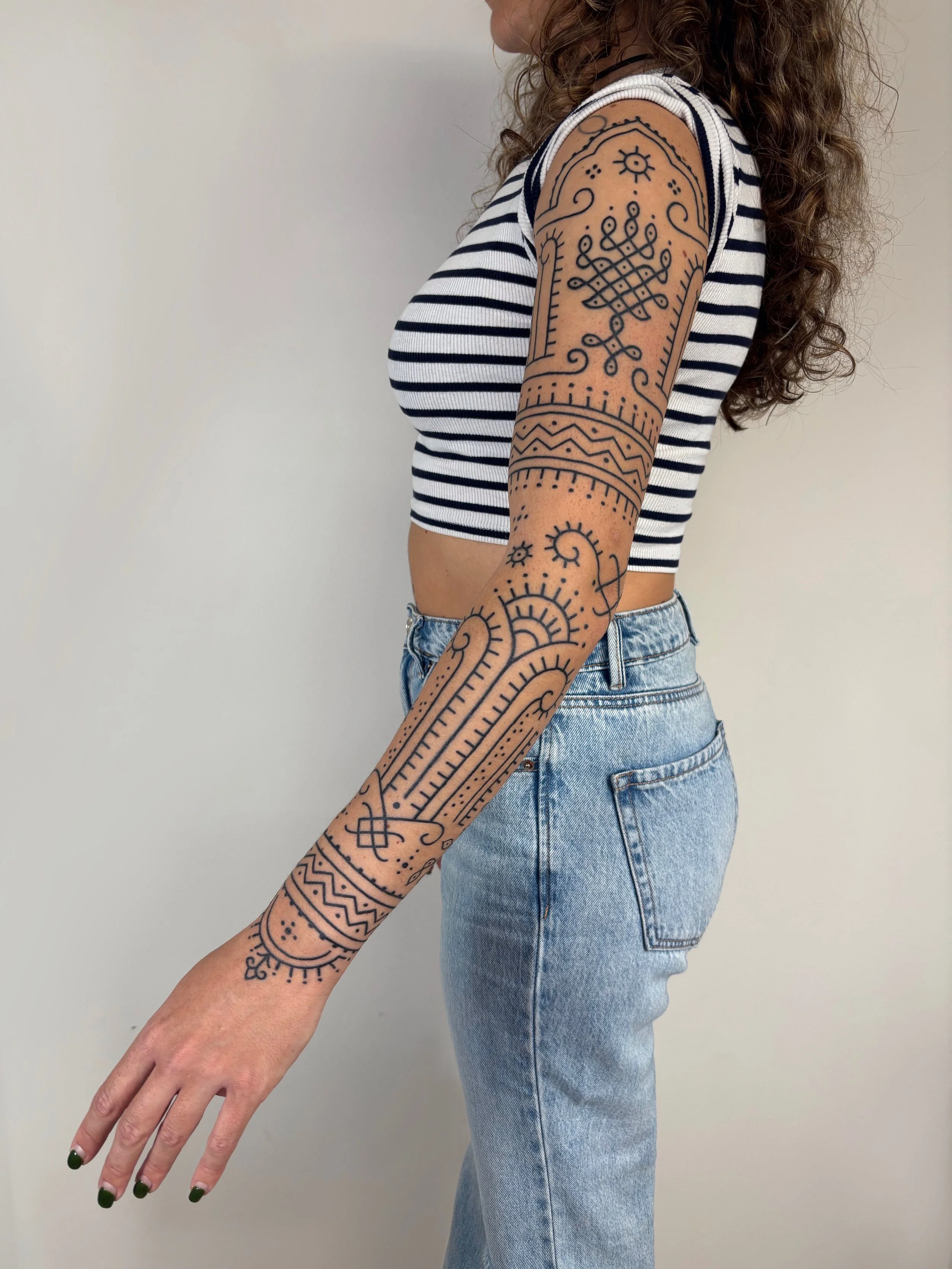 berber tattoo, tribal tattoo, ornamental tattoo, feminine tattoo, sleeve tattoo, tattoo, Mallorca tattoo