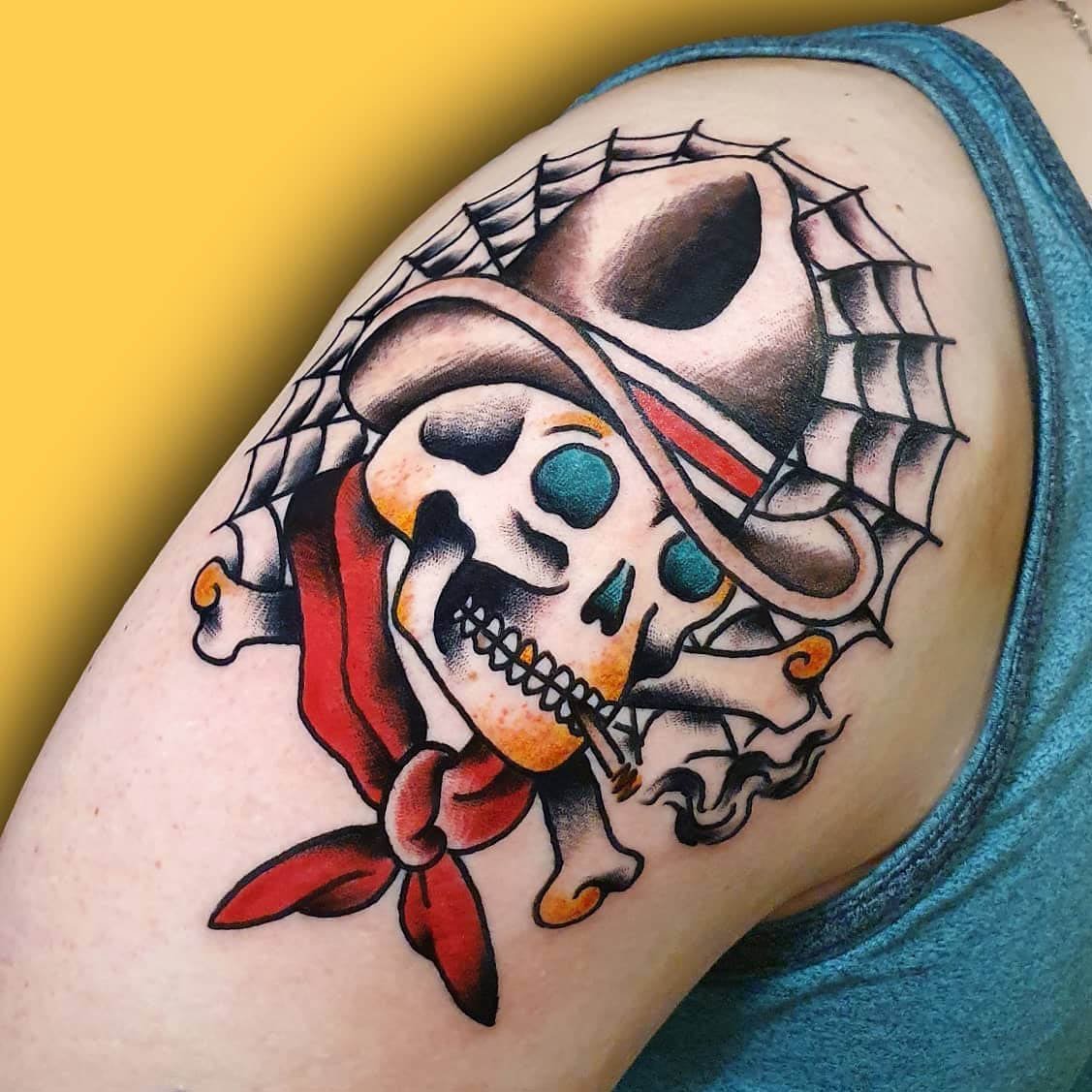 Mantra Tattoo on Instagram Traditional cowboy skull by sadwhipsofdestiny  mantra mantratattoo americantraditional americantraditionaltattoo  cowboytattoo skull