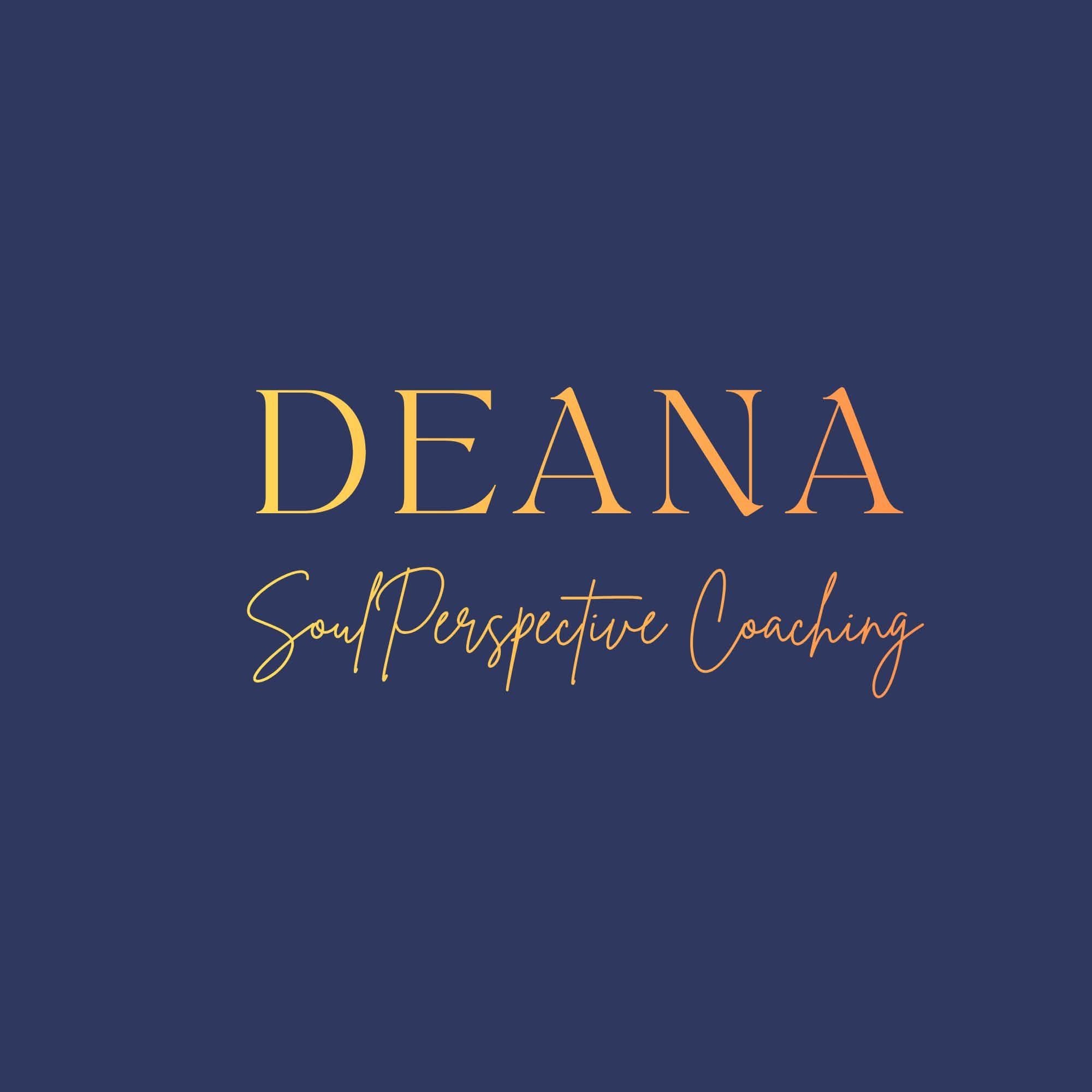 The image features a dark navy background with the words 'DEAN' in large yellow capital letters and 'Soul Perspective Coaching' in a cursive script below it.