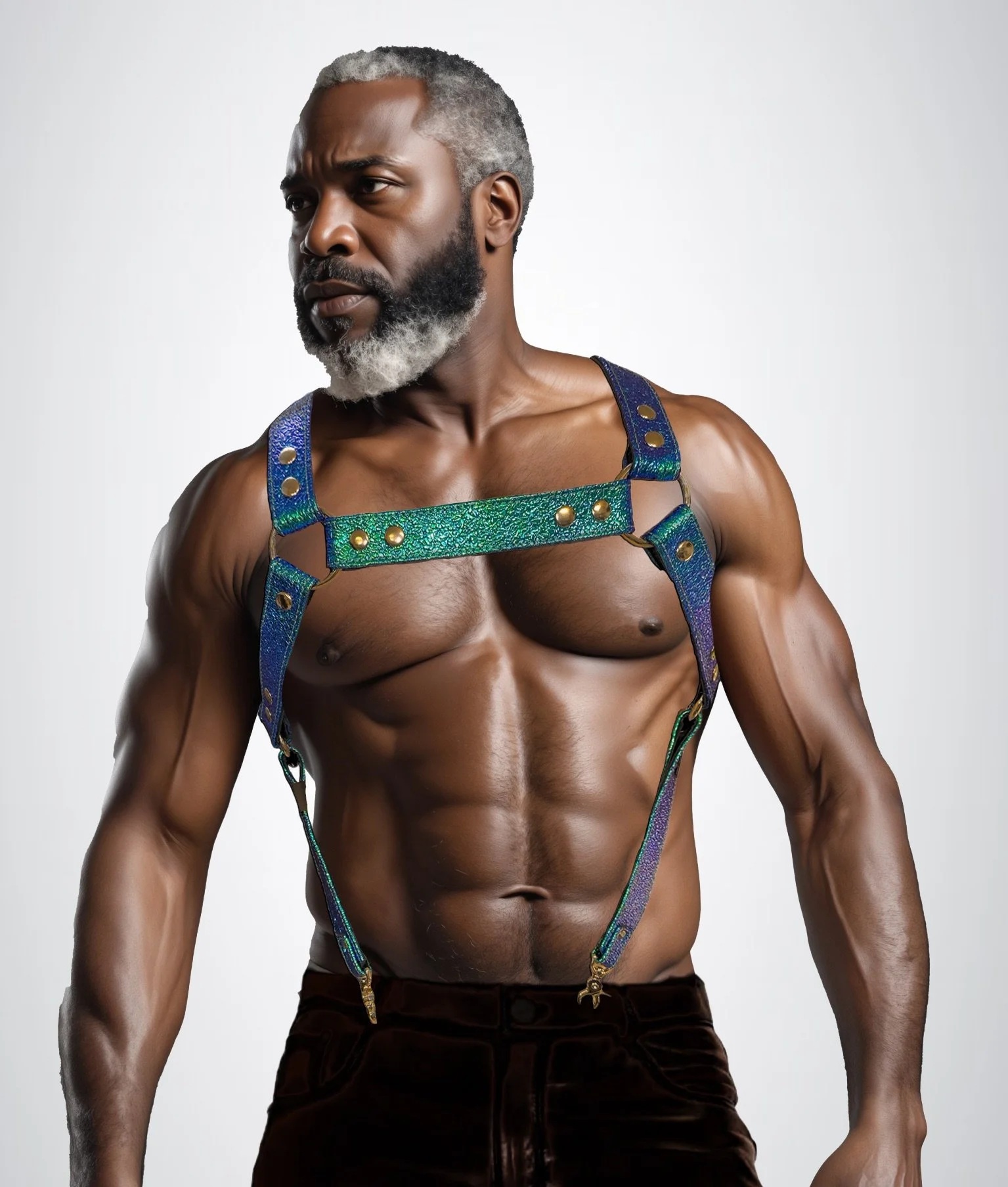 Iridescent  Turquoise and Purple Bulldog Harness