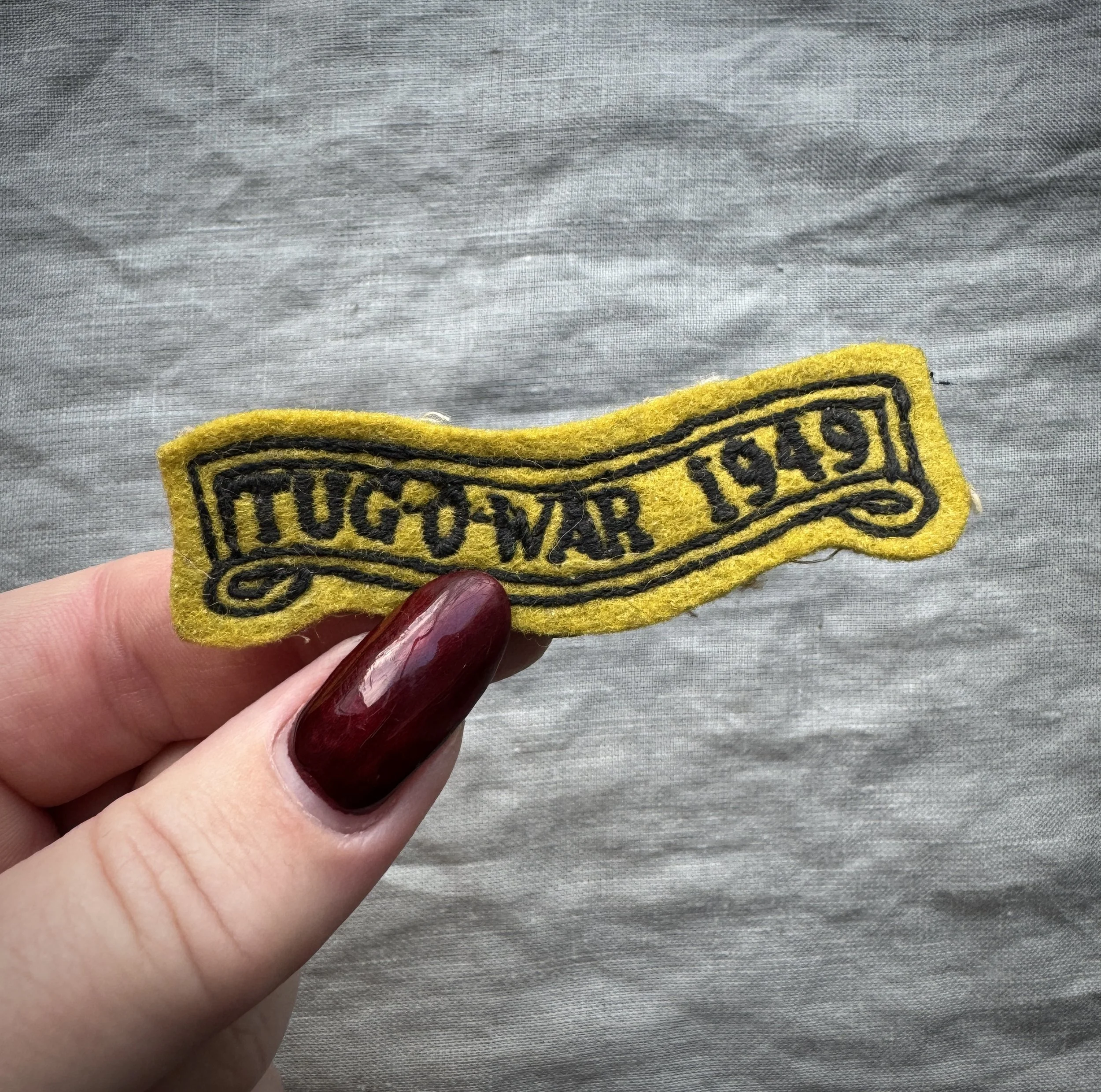 Antique Embroidered Patch - Tug-O-War