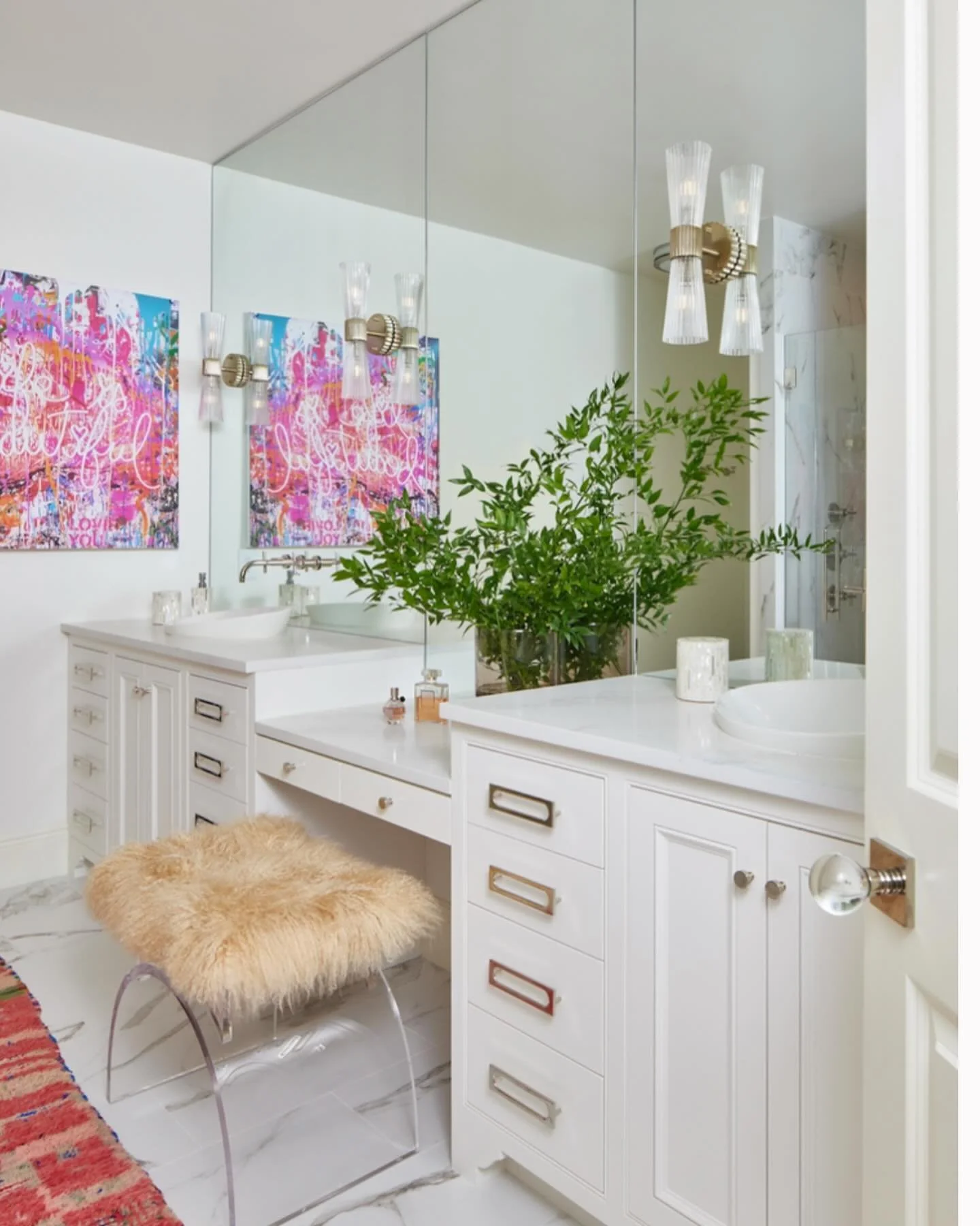 Who doesn&rsquo;t love a before and after? This was an awkward layout of a Primary Bath with the tub just sitting in a corner and sinks shoved on another wall.  @_thedesignery and I shifted entry doors around and came up with this.  We love the mirro