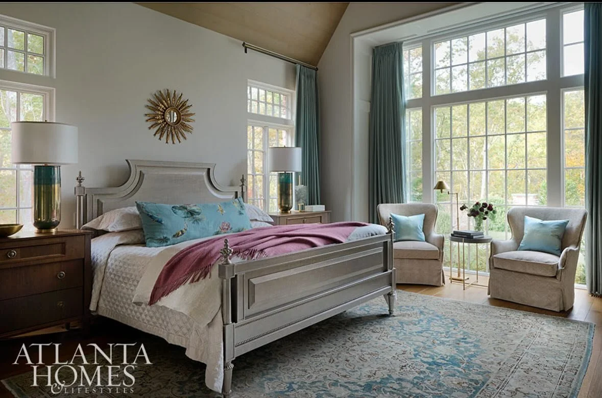 The perfect word that comes to mind when walking into this space is Serenity.  This Primary Bedroom is a favorite space in this home and was graciously captured by @dhcphoto 

Published by: @atlantahomesmag 
Architecture: @bradleyeheppnerarchitecture