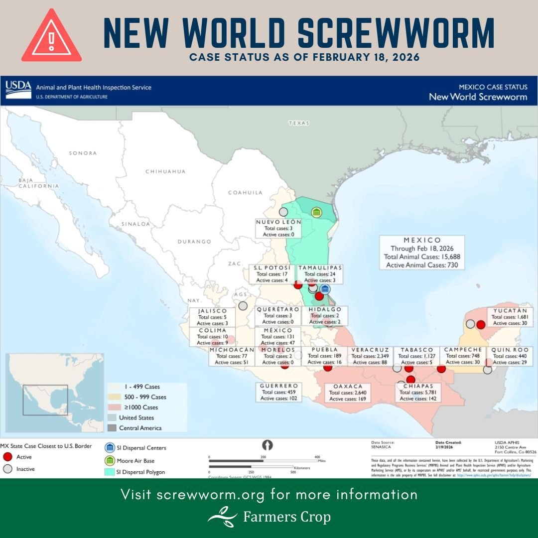 The Sterile Fly Dispersal Polygon has moved north to encompass parts of deep South Texas with the opening of the Moore Field Air Base Dispersal Facility in Edinburg, Texas.