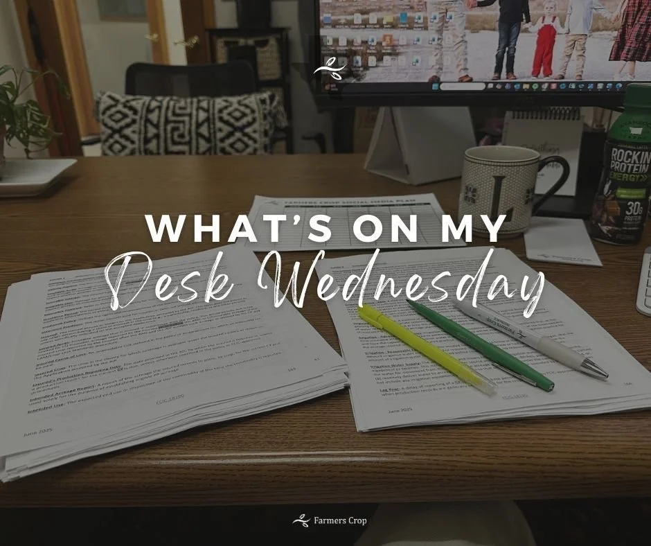 What's On My Desk Wednesday : Liz

Every 3 years our agents take an Agent Multi-Peril Crop Insurance Basic Competency Exam. Liz is brushing up on her crop insurance acronyms and abbreviations (there are SO many) for her upcoming exam.