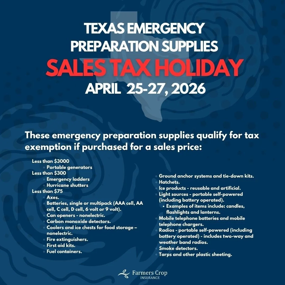 Natural disasters will continue to happen. Prepare yourself during the 2026 Emergency Preparation Supplies Sales Tax Holiday for emergencies that can cause physical damage like hurricanes, flash floods and wildfires. You can purchase certain emergenc