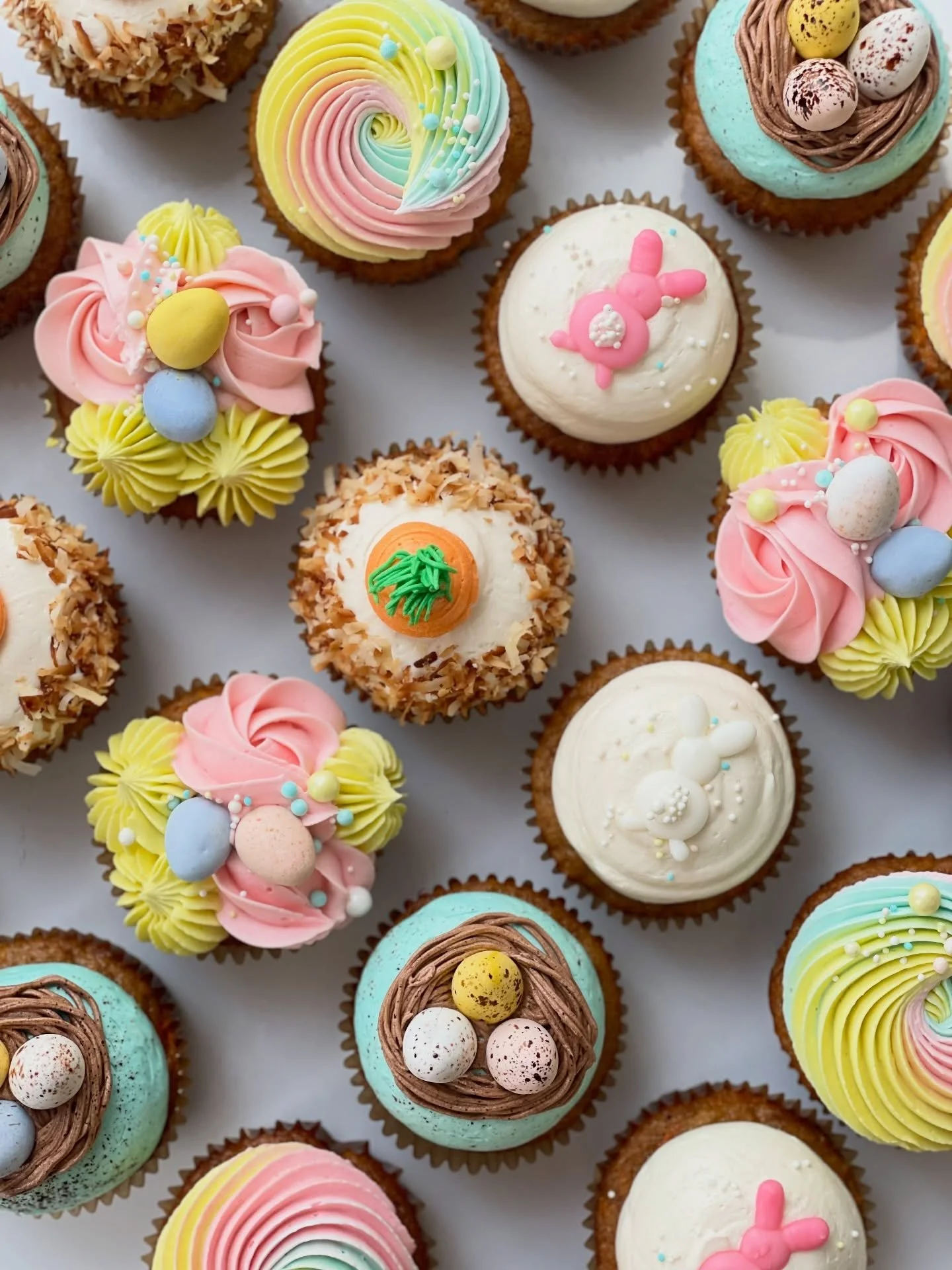 Easter Cupcakes 🐣🥕🪺

✨ Easter Cupcake Sale (first time since 2022 because we&rsquo;re rarely in town)

✨ Carrot cake with vanilla butter cream

✨ pick up Saturday, April 4 between 8 and 10 AM

✨ $6 each and no minimum order

✨link in bio to sign u
