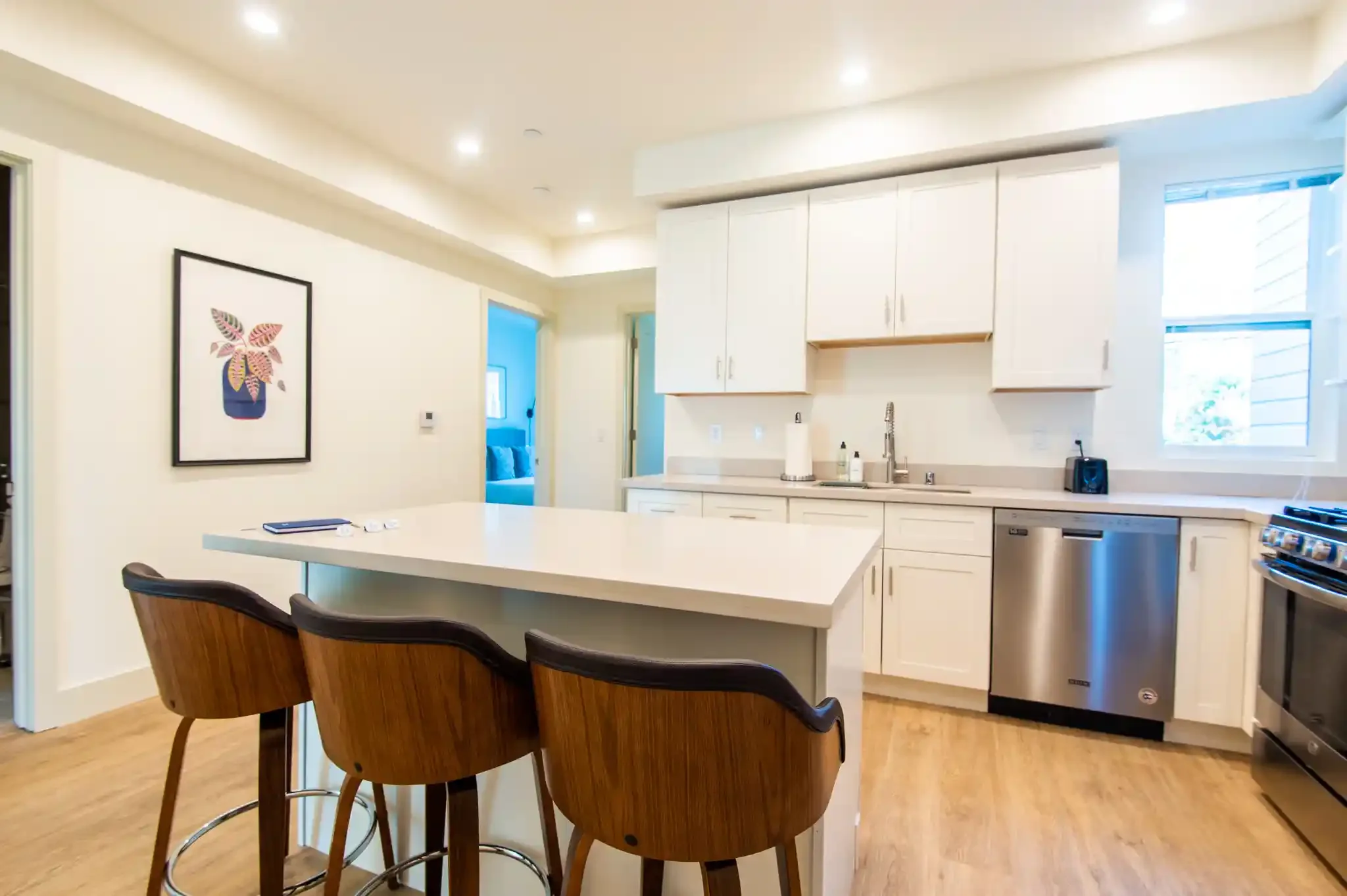Kitchen island and cabinetry showing full architectural and structural coordination