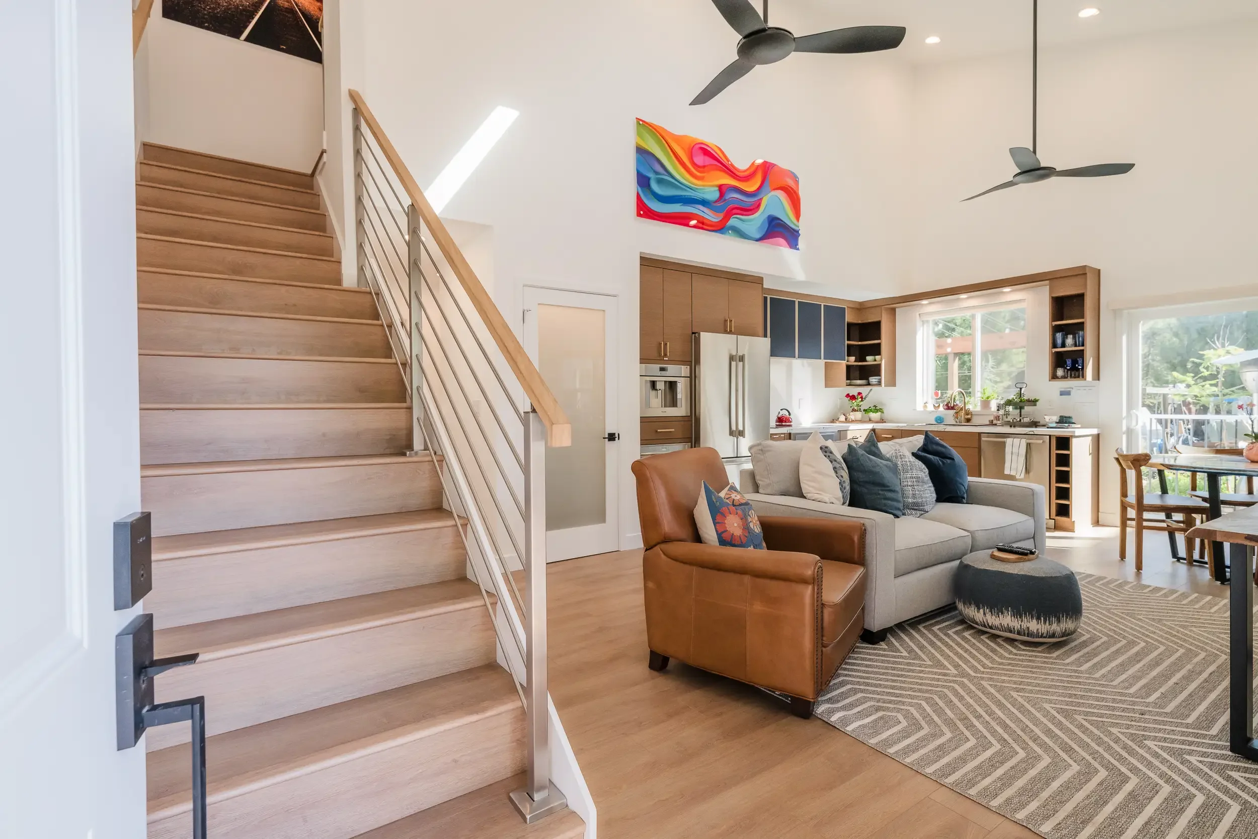 Detail of open staircase and interior architecture in detached ADU by Massoudi Consulting Engineers, demonstrating combined architectural aesthetics and structural engineering proficiency in San Jose.