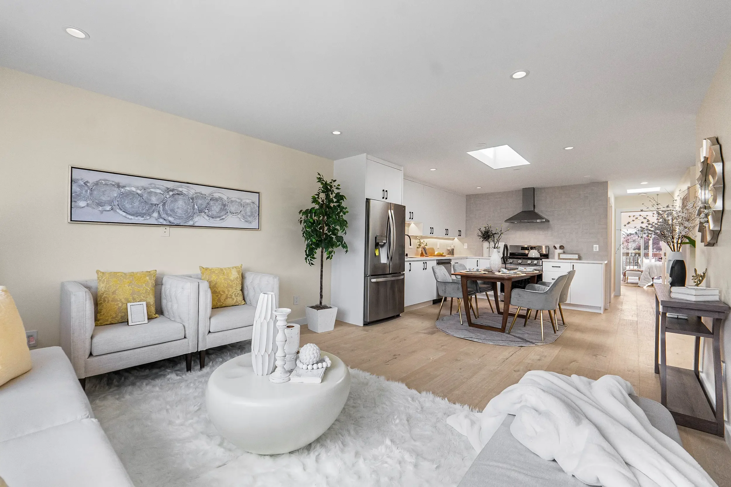 Stylish dining area in San Francisco home remodel with open-concept layout and structural engineering design by Massoudi Consulting Engineers