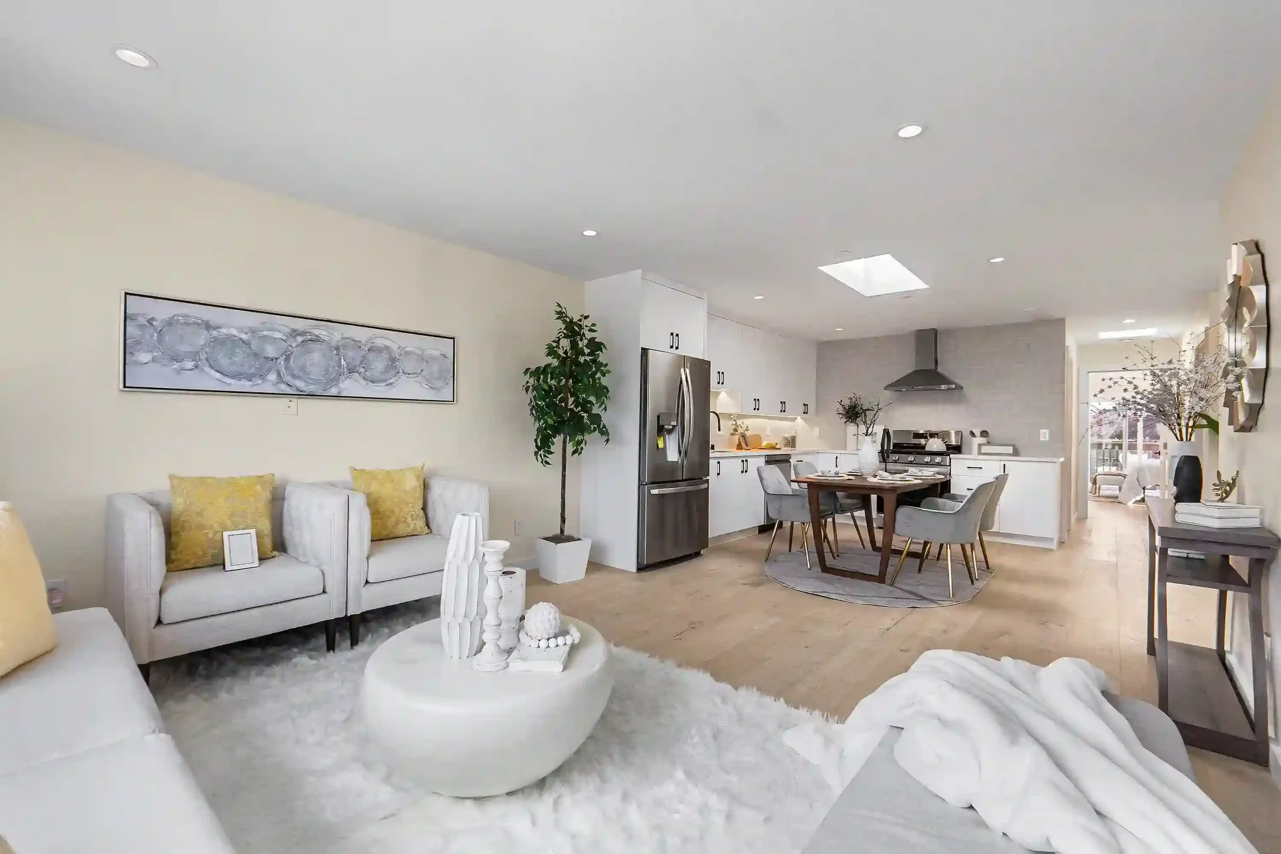 Stylish dining area in San Francisco home remodel with open-concept layout and structural engineering design by Massoudi Consulting Engineers