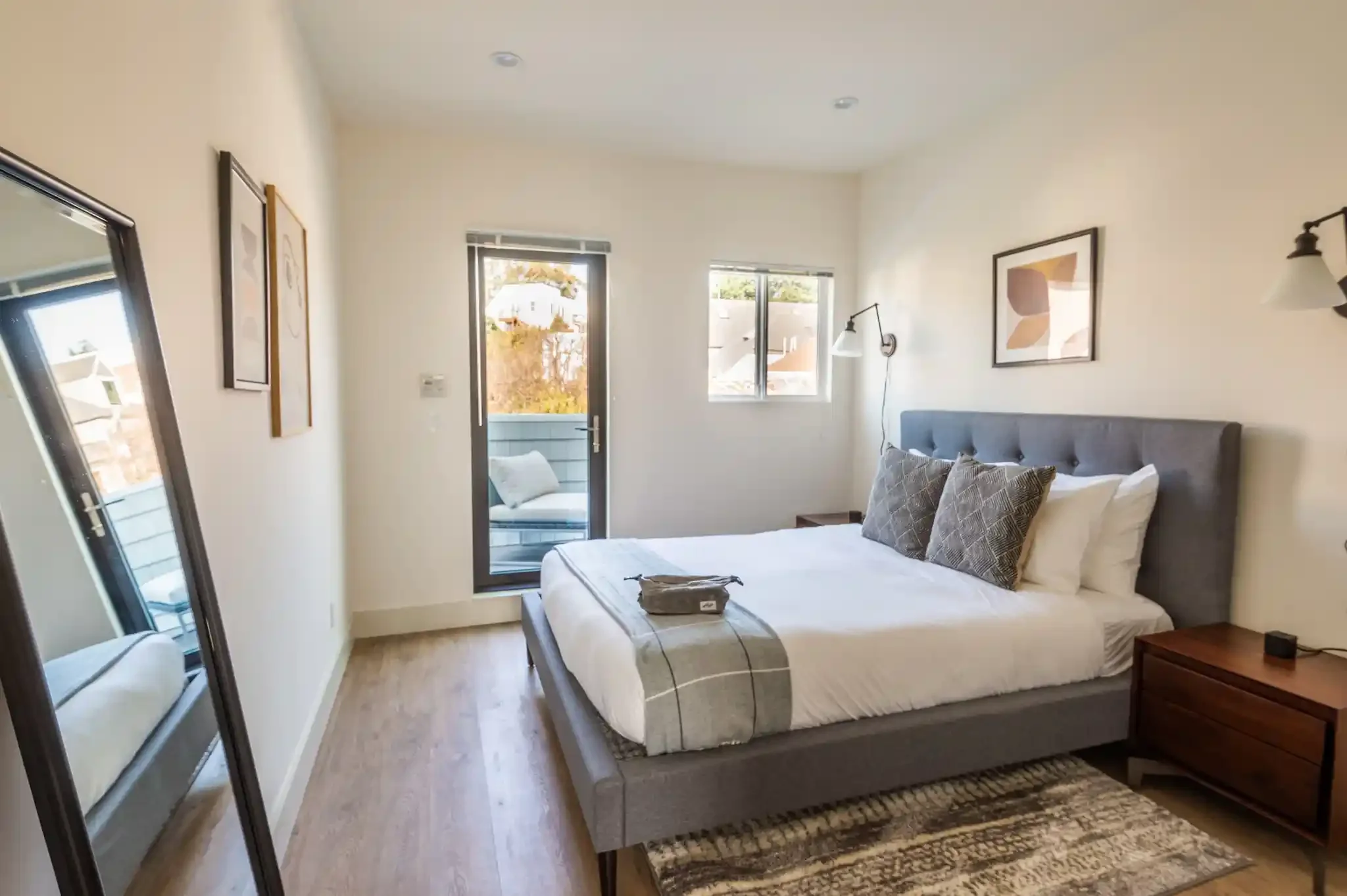 Modern bedroom designed as part of structural remodel for ADU