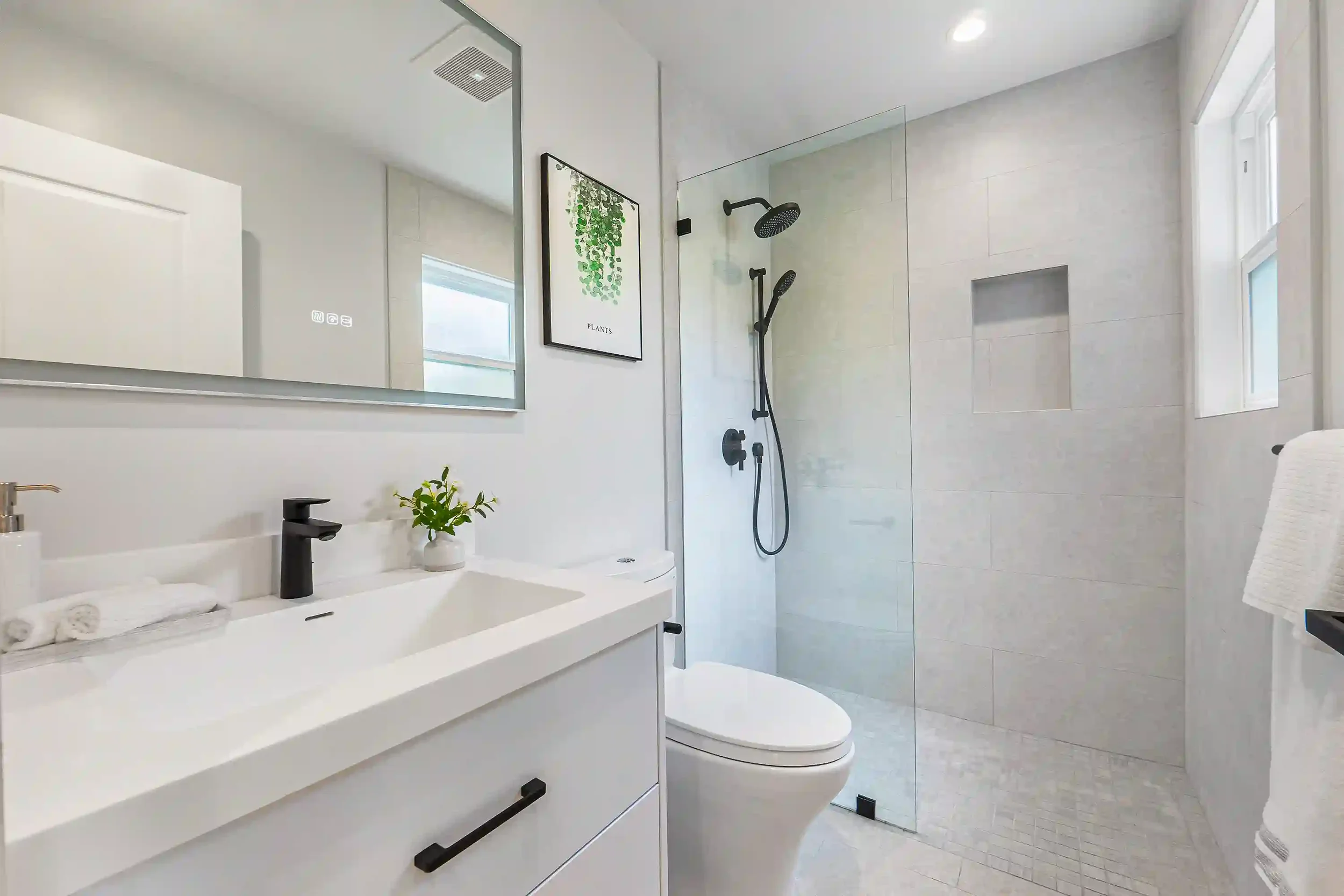 Contemporary ADU bathroom in San Francisco designed with architectural detailing and structural coordination by Massoudi Consulting Engineers