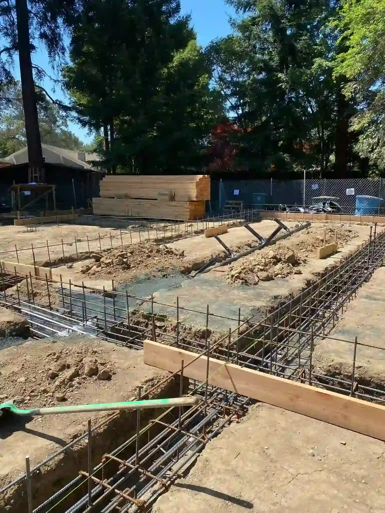 Rebar foundation mat layout for residential structural engineering project in the Bay Area by Massoudi Consulting Engineers.
