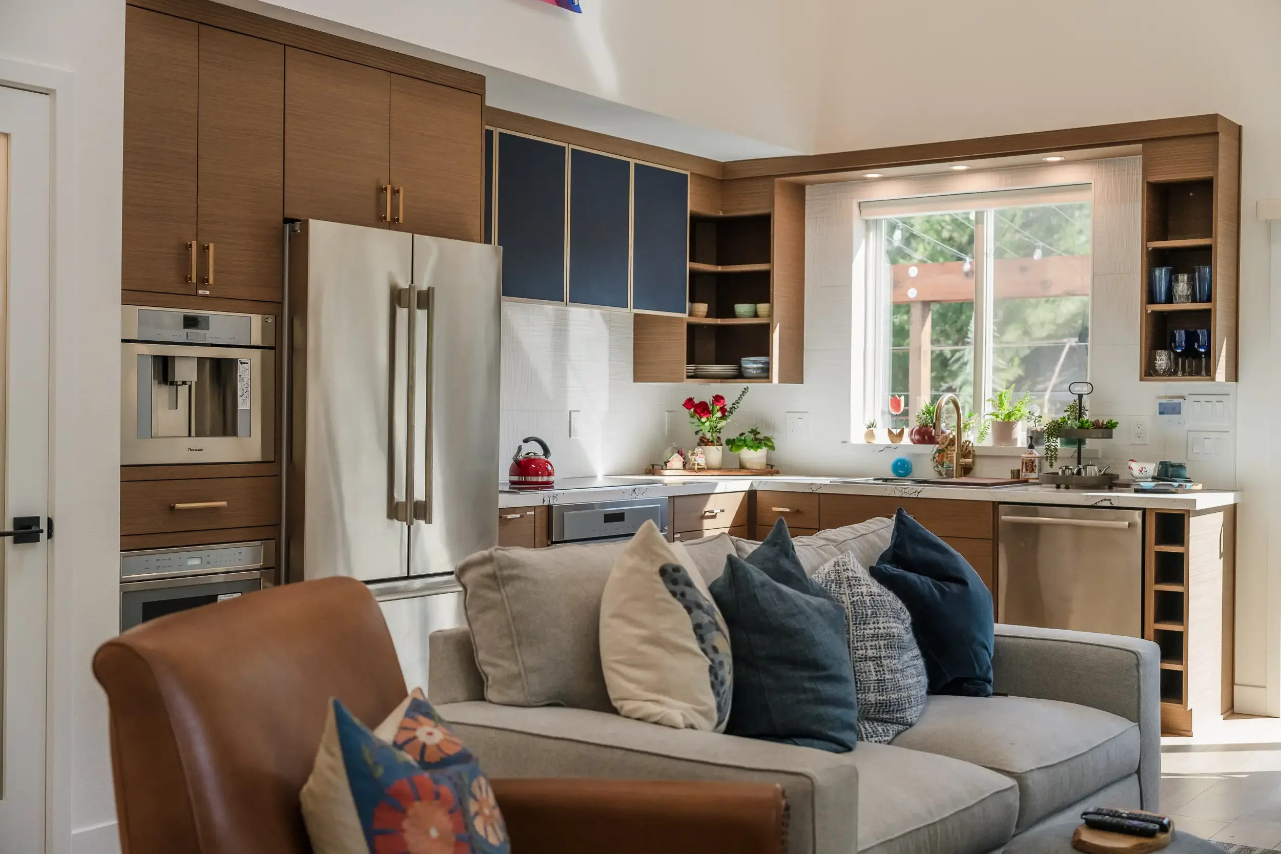 Open-plan kitchen and living room design in San Jose detached ADU, with architectural and structural layout by Massoudi Consulting Engineers