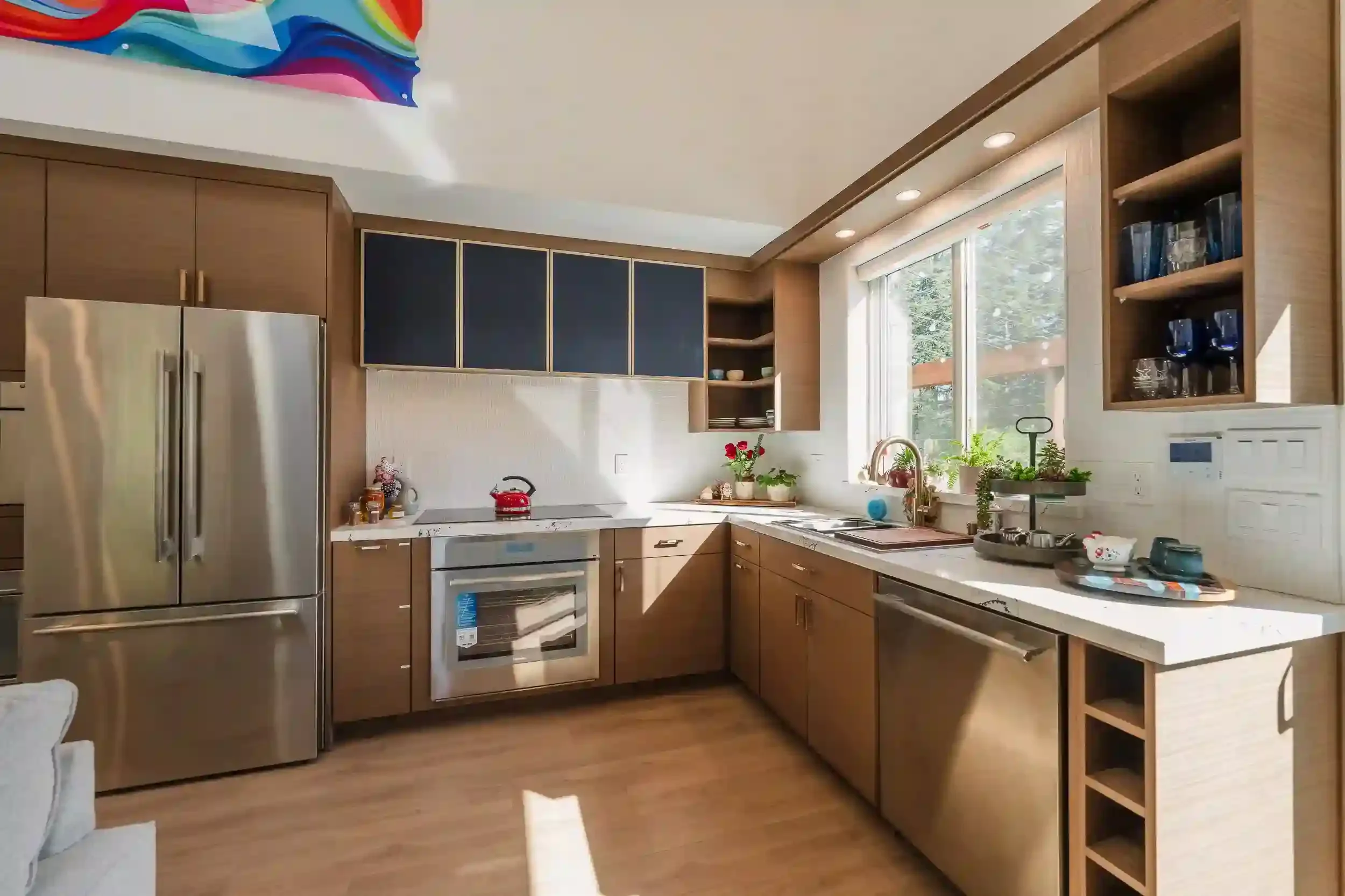 Stylish kitchen and dining area in a San Jose modern detached ADU, designed with architectural and structural engineering by Massoudi Consulting Engineers