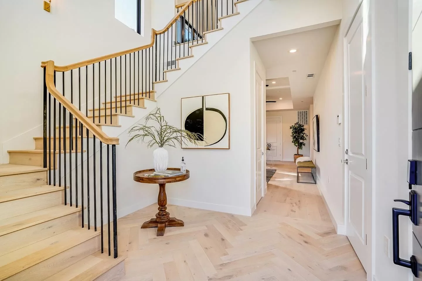 Structural engineering design for open-concept stairwell connecting two floors in Bay Area remodel