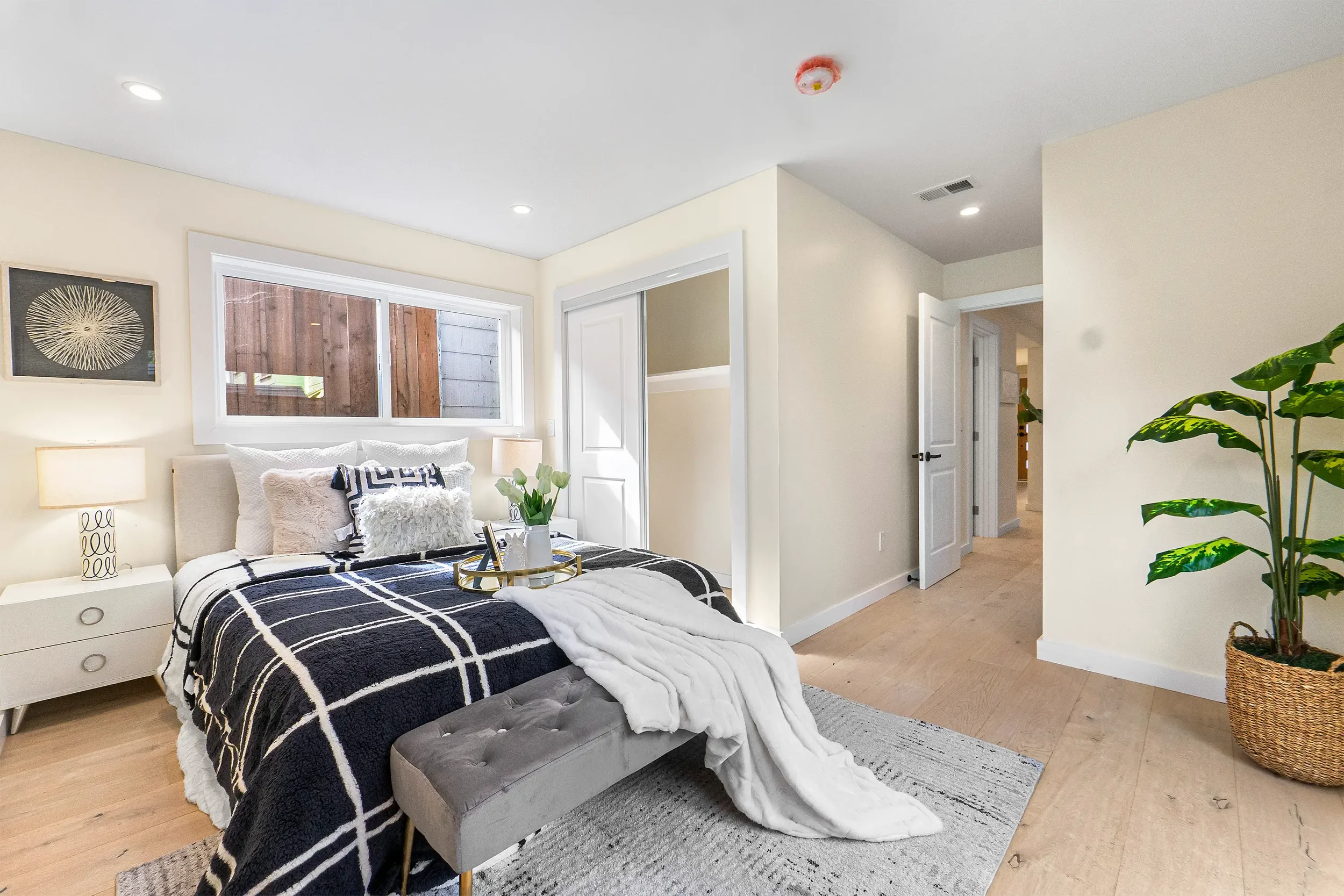 Bright and modern bedroom in San Francisco ADU showcasing complete architectural and structural design by Massoudi Consulting Engineers