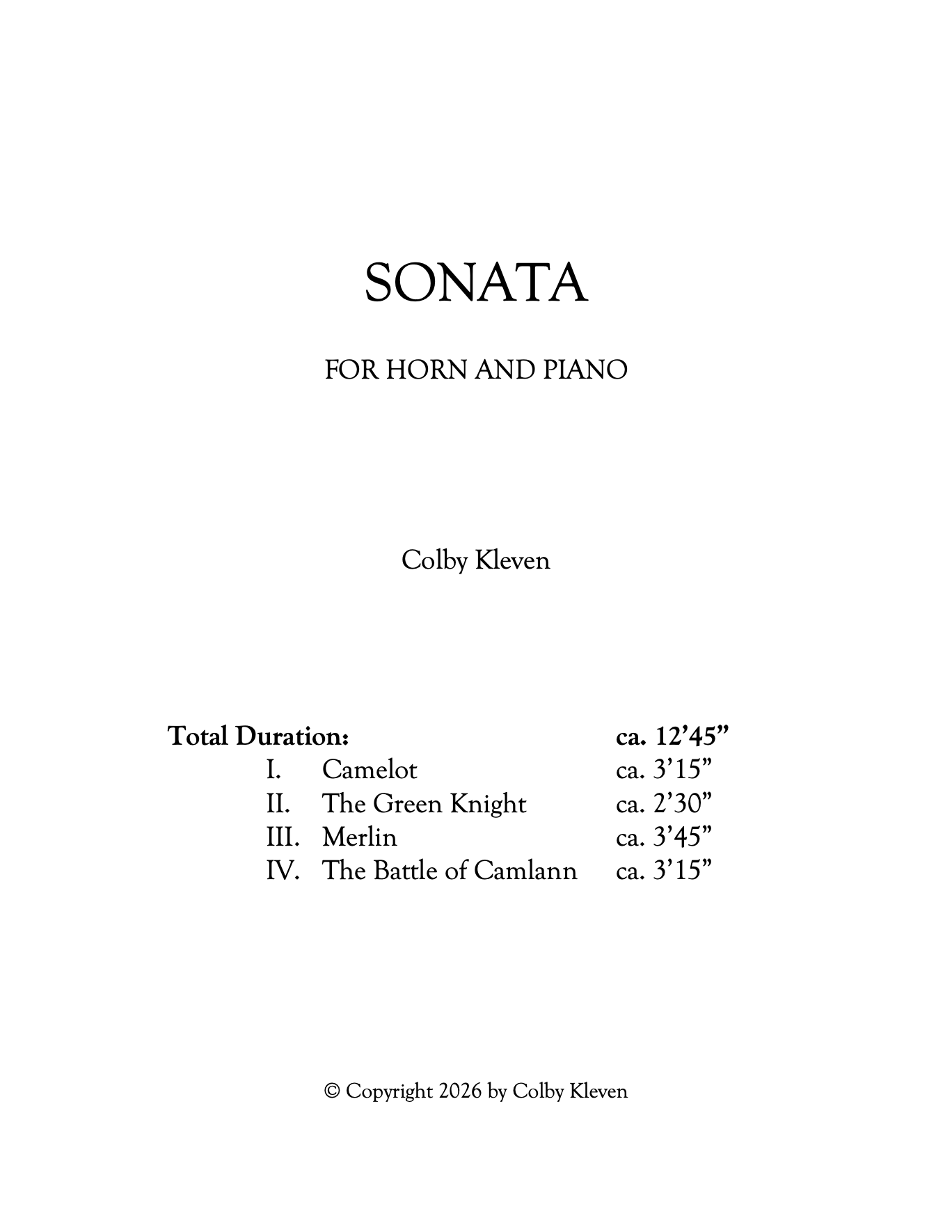 Sonata for Horn and Piano